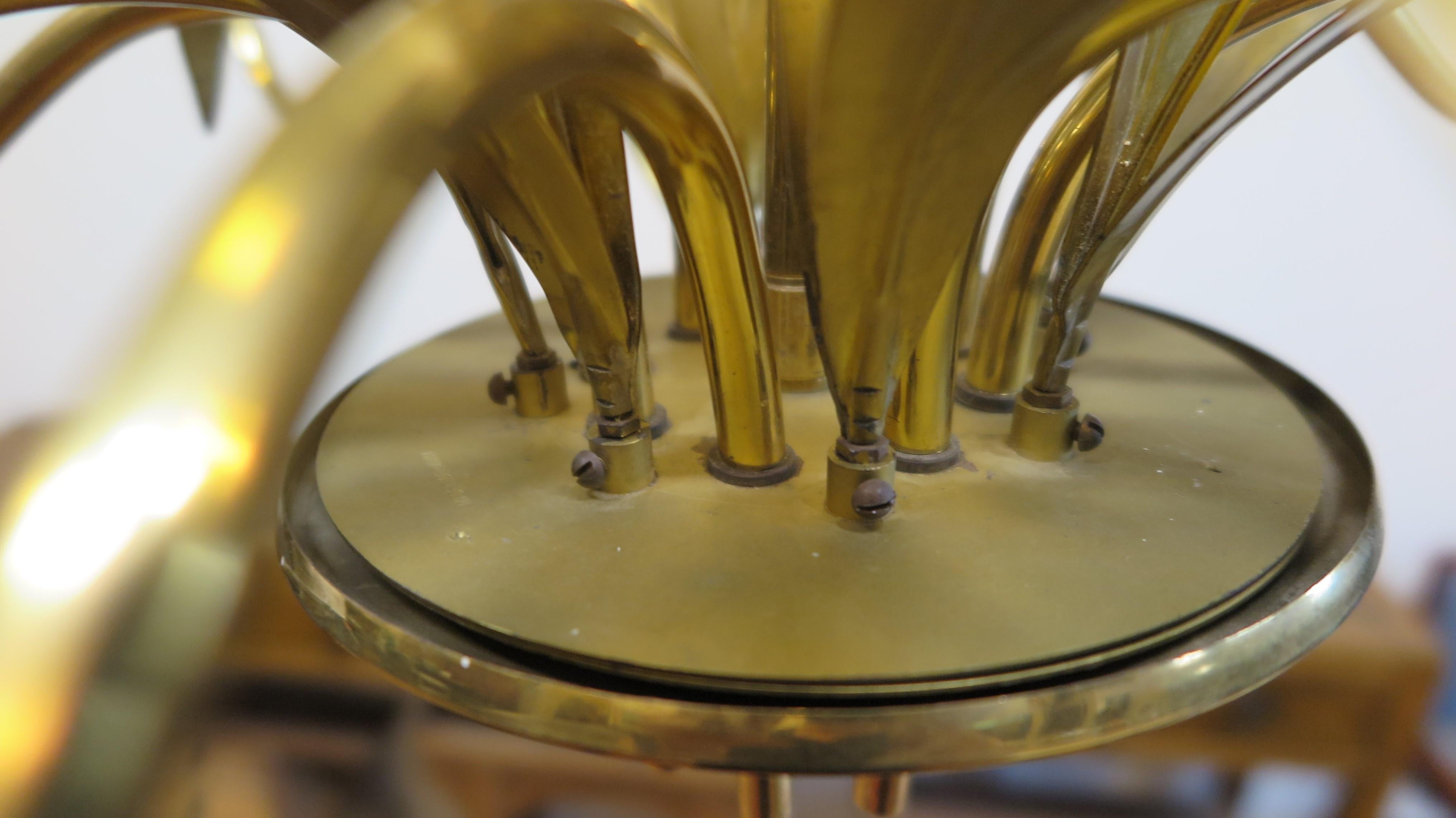Scandinavian Modern Brass Chandelier Paavo Tynell