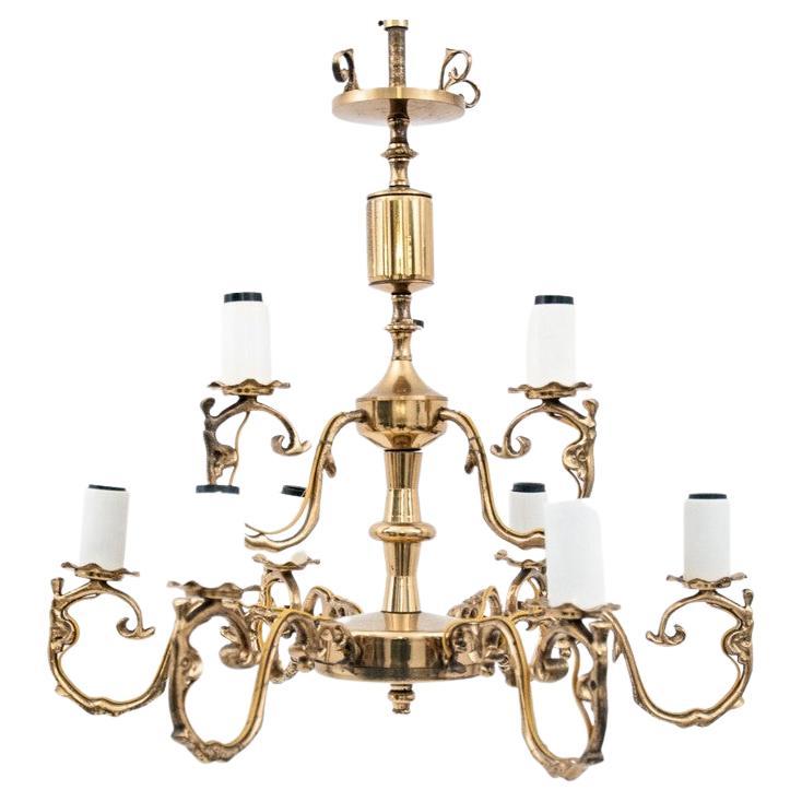 Brass chandelier, Poland, 1950s For Sale