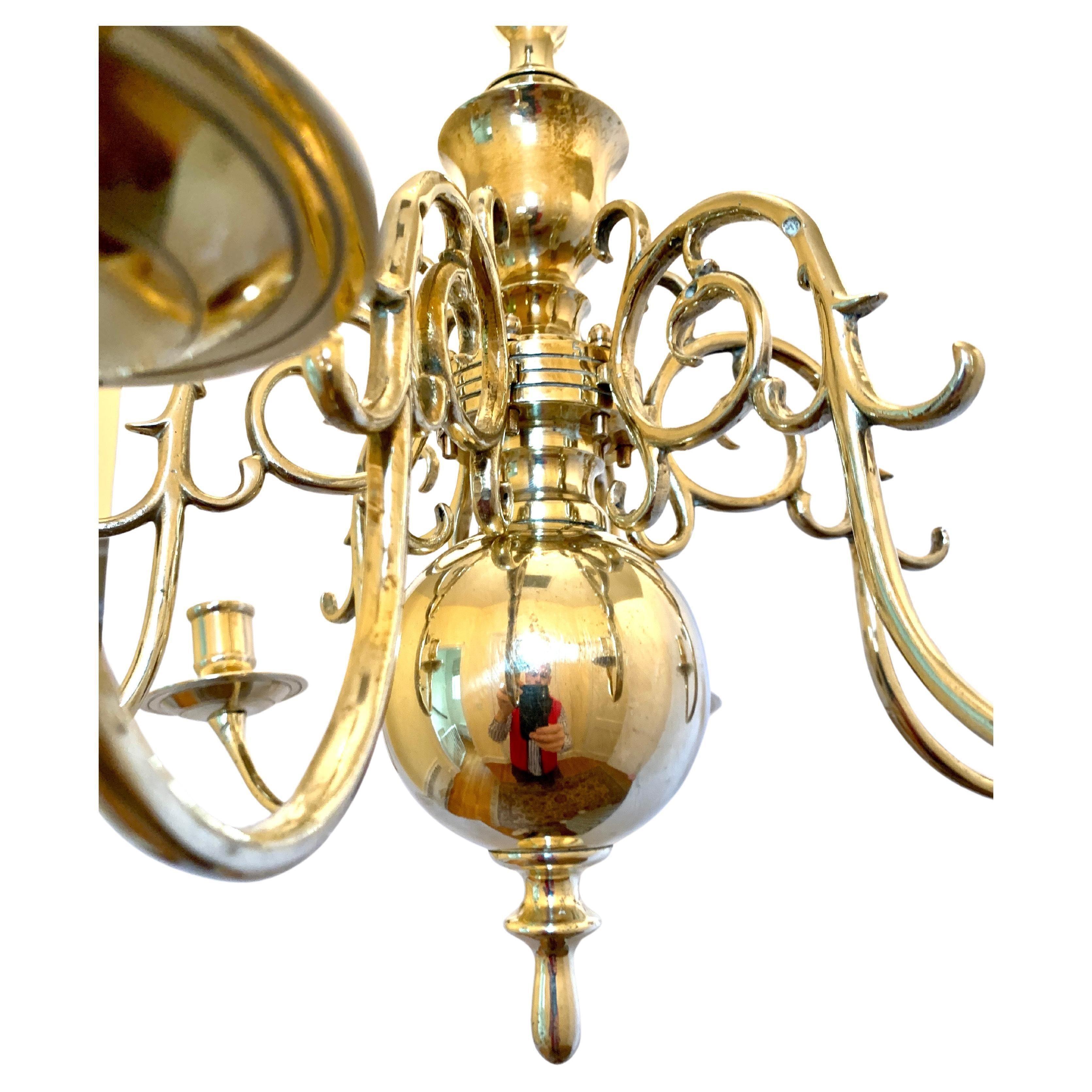 Brass Chandelier Six Light Dutch 1