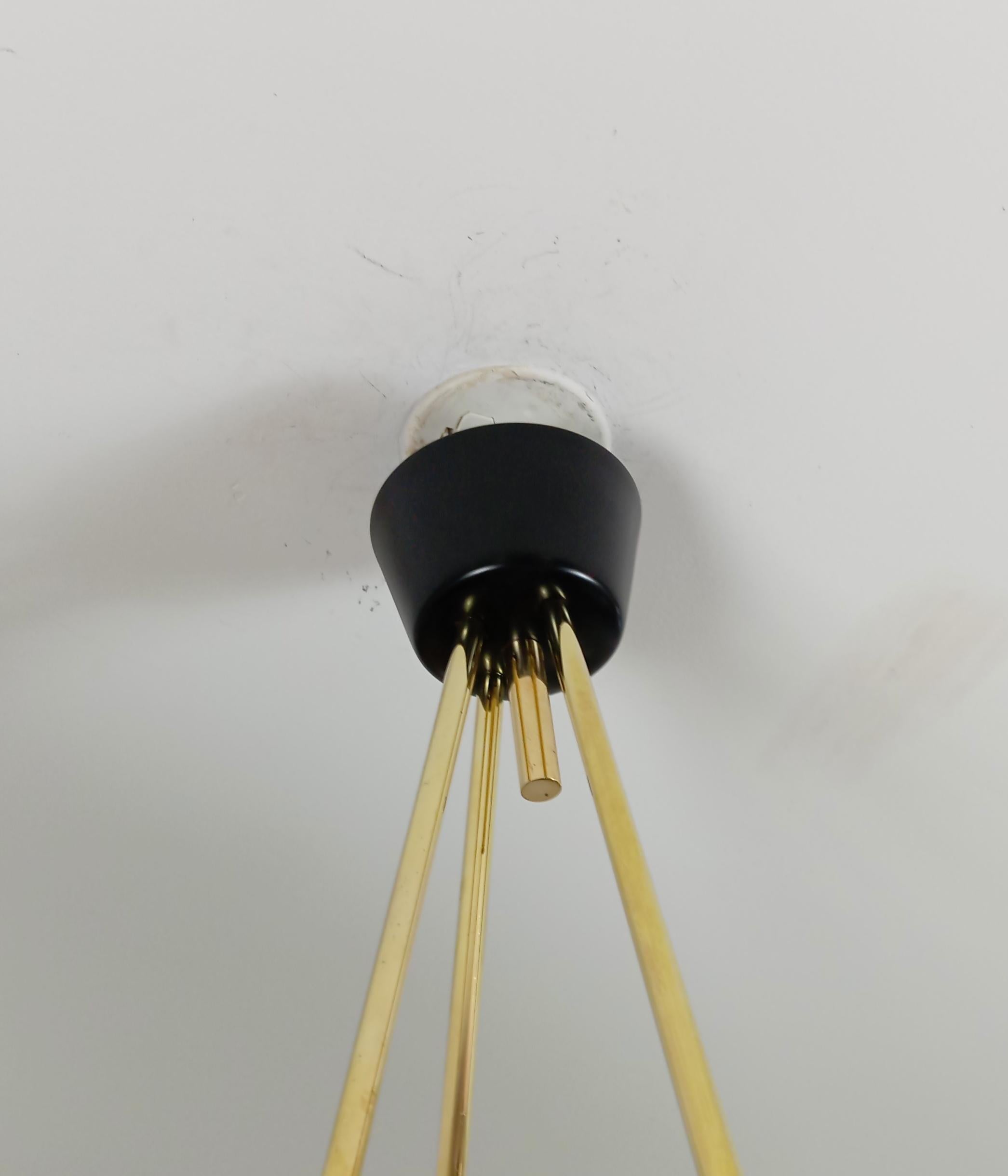 Lampadario in ottone a 4 bracci, Maison Lunel circa 1950 in vendita 7