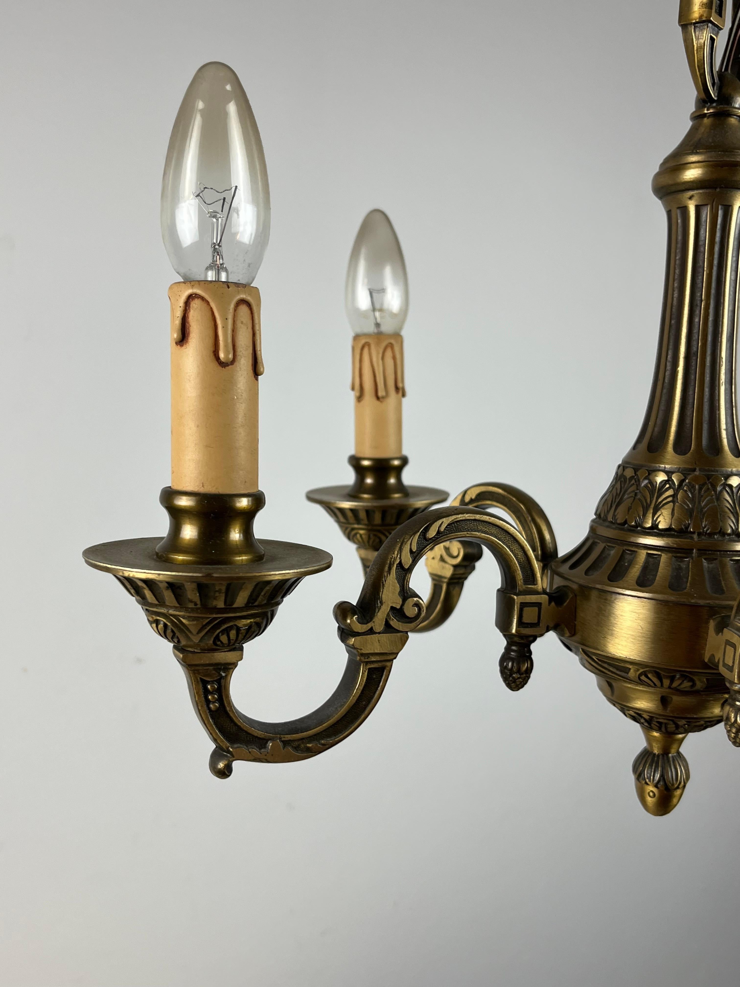 Brass Chandelier with 5 Lights, Italy, 1960s For Sale 5