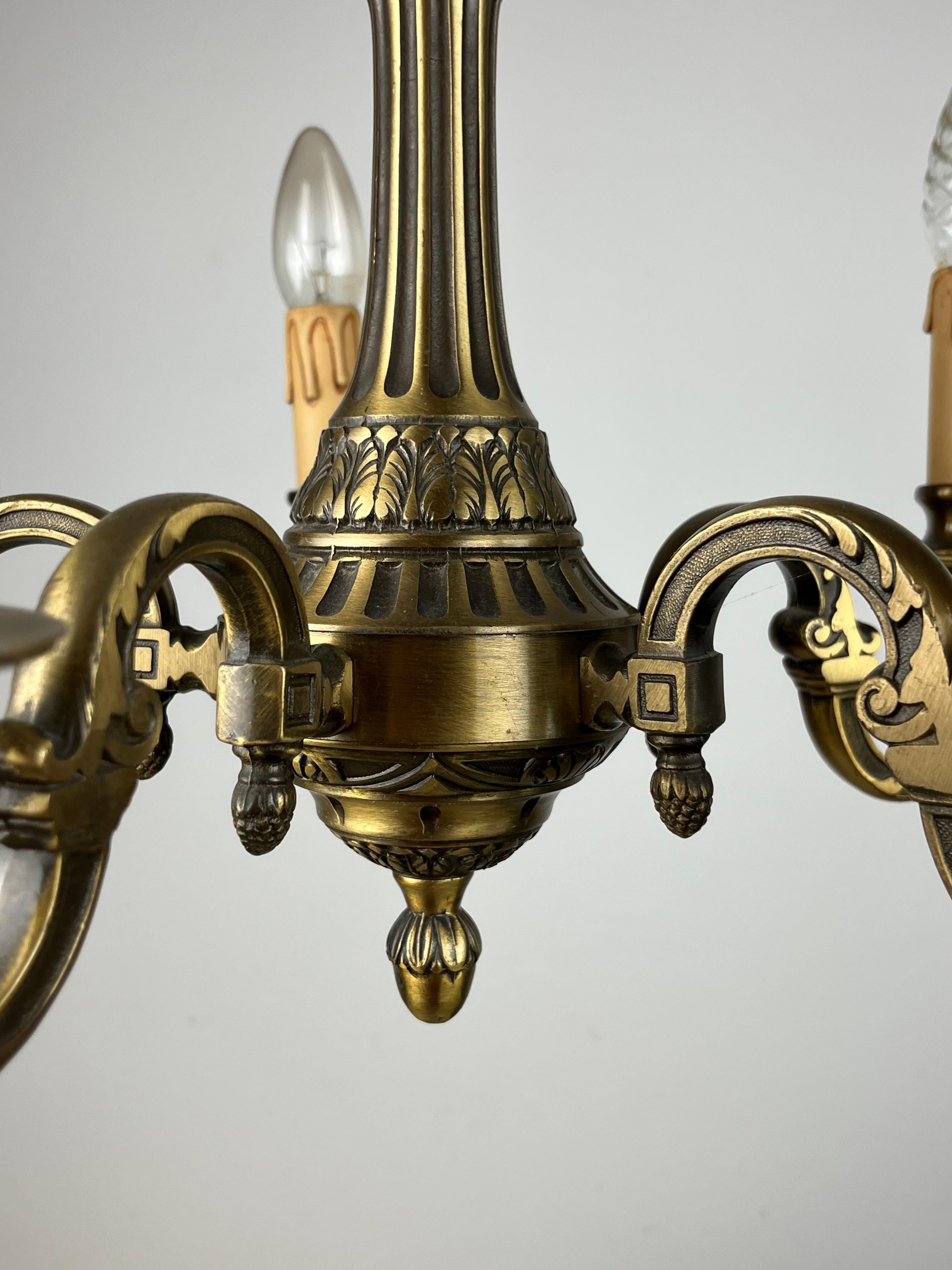 Other Brass Chandelier with 5 Lights, Italy, 1960s For Sale