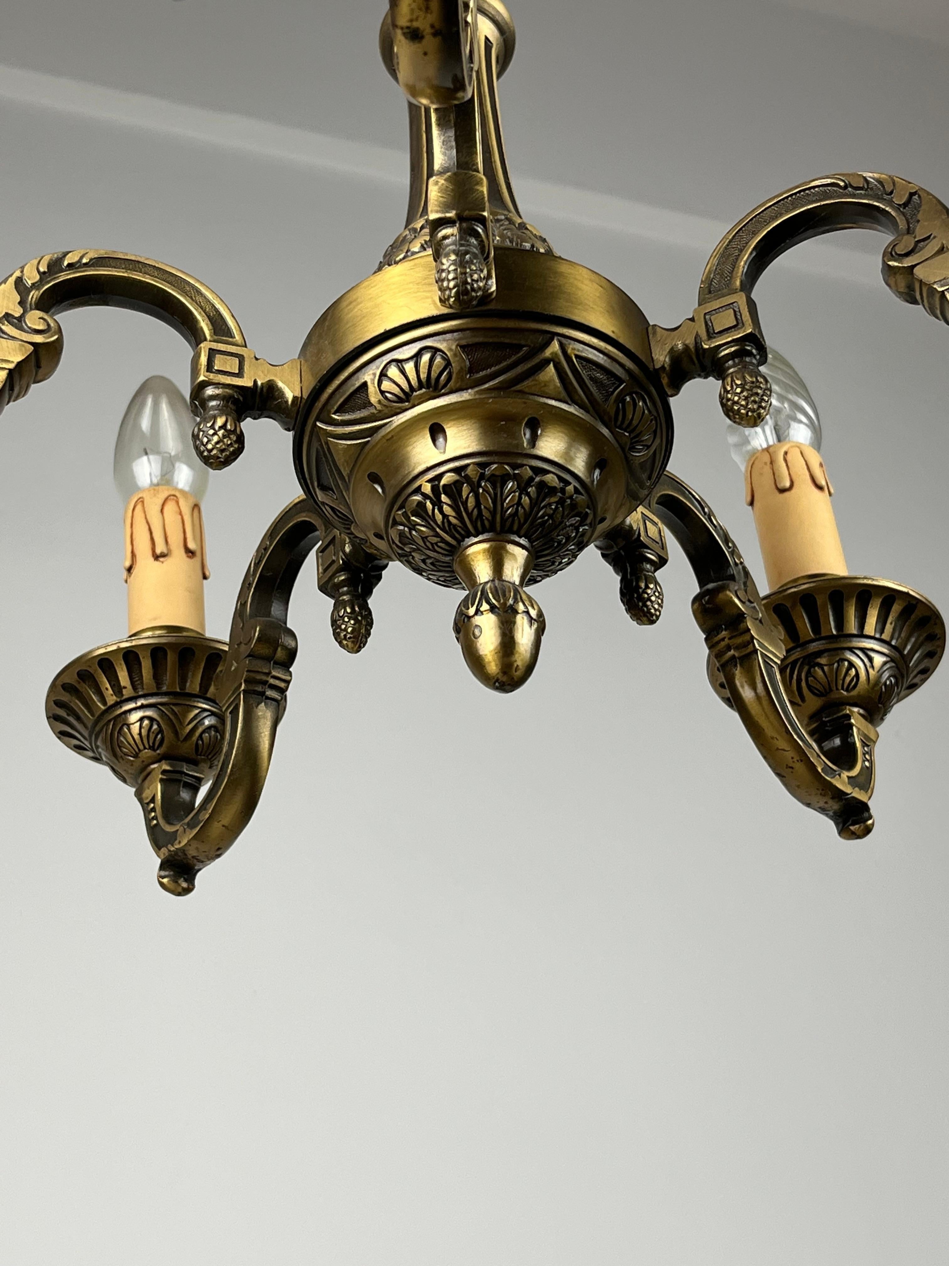 Brass Chandelier with 5 Lights, Italy, 1960s For Sale 1