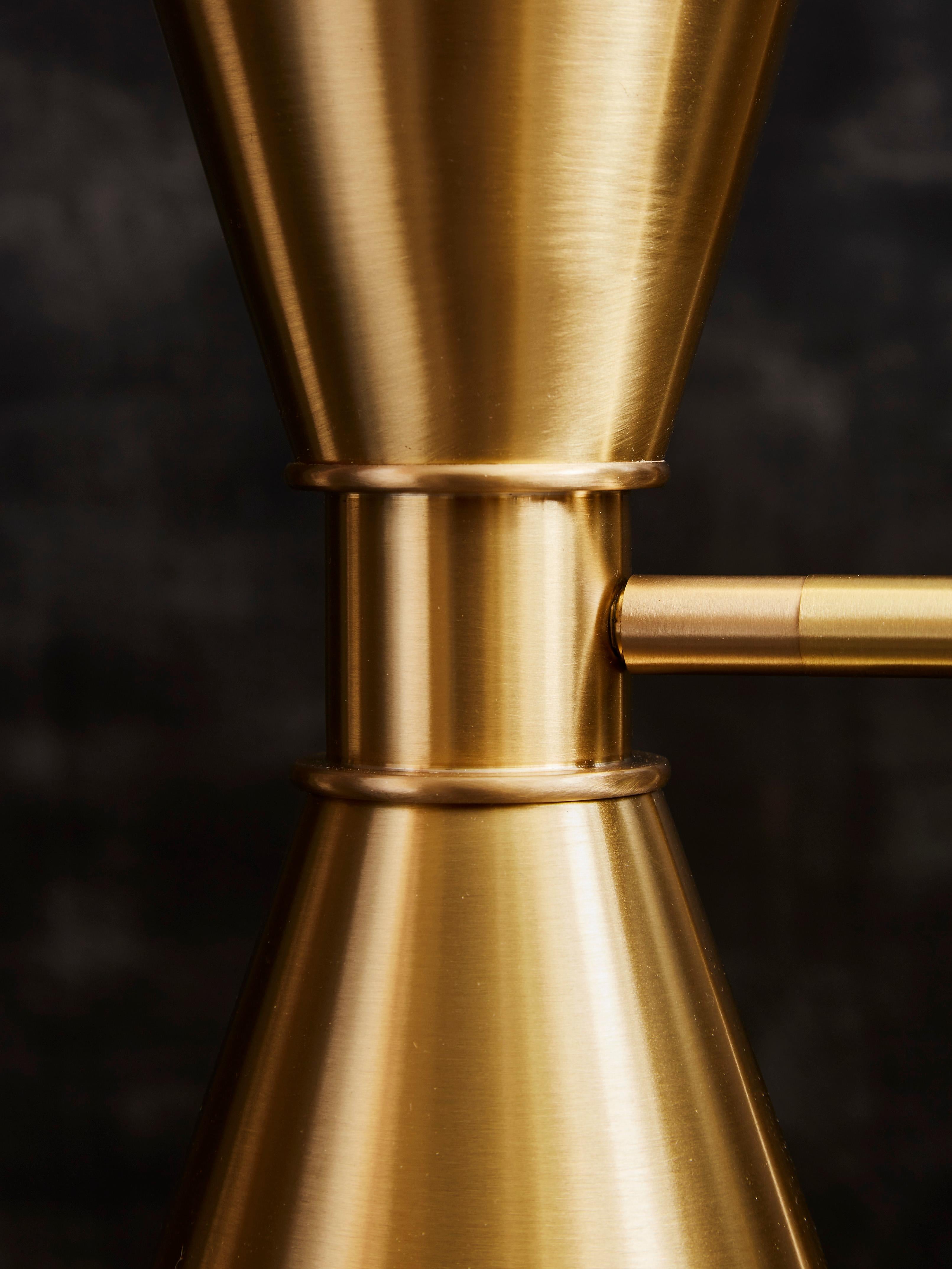 Brass Chandelier with Alabaster Cones by Glustin Luminaires For Sale 1