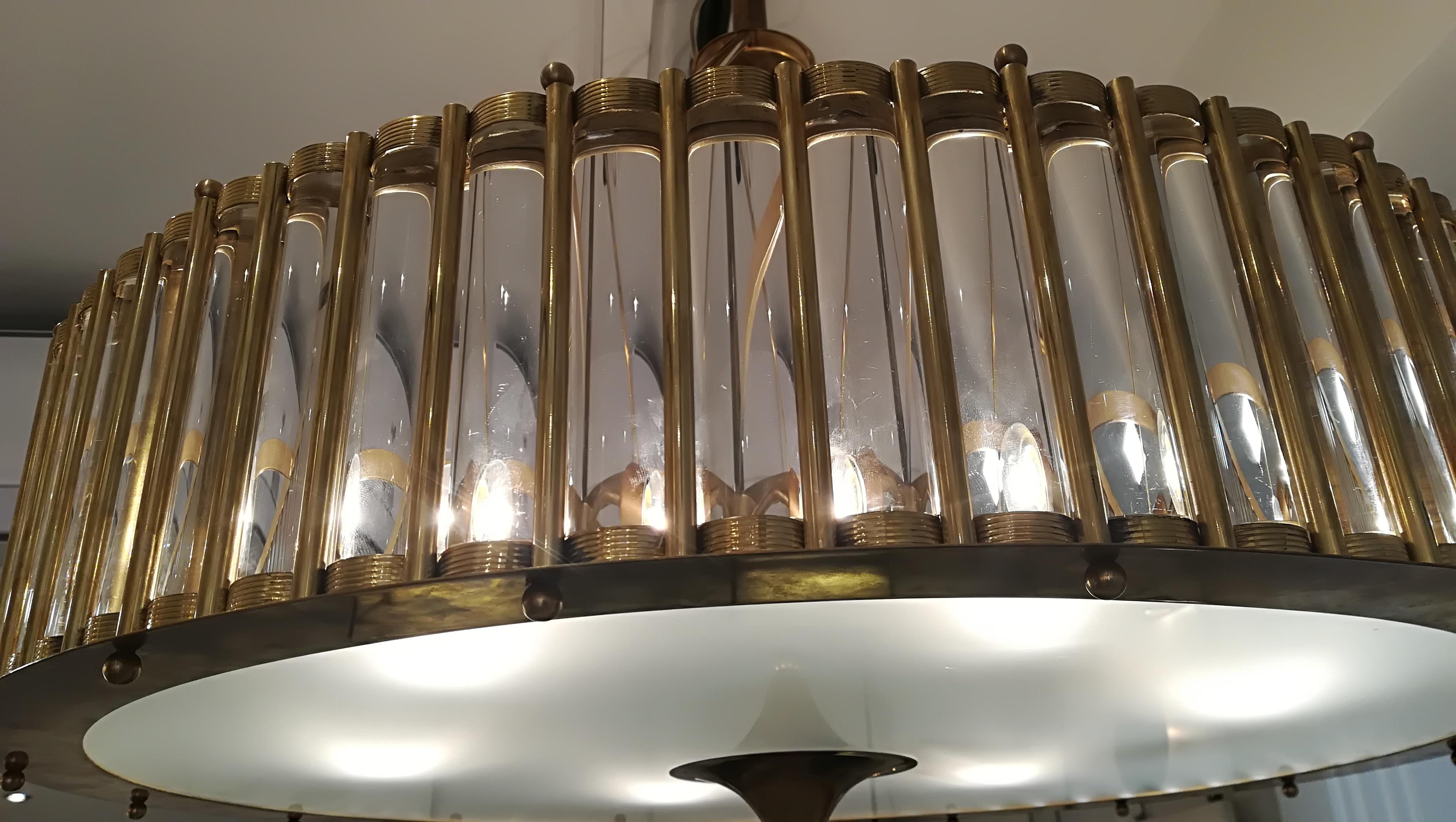 Brass Chandelier with Crystal Inserts 2