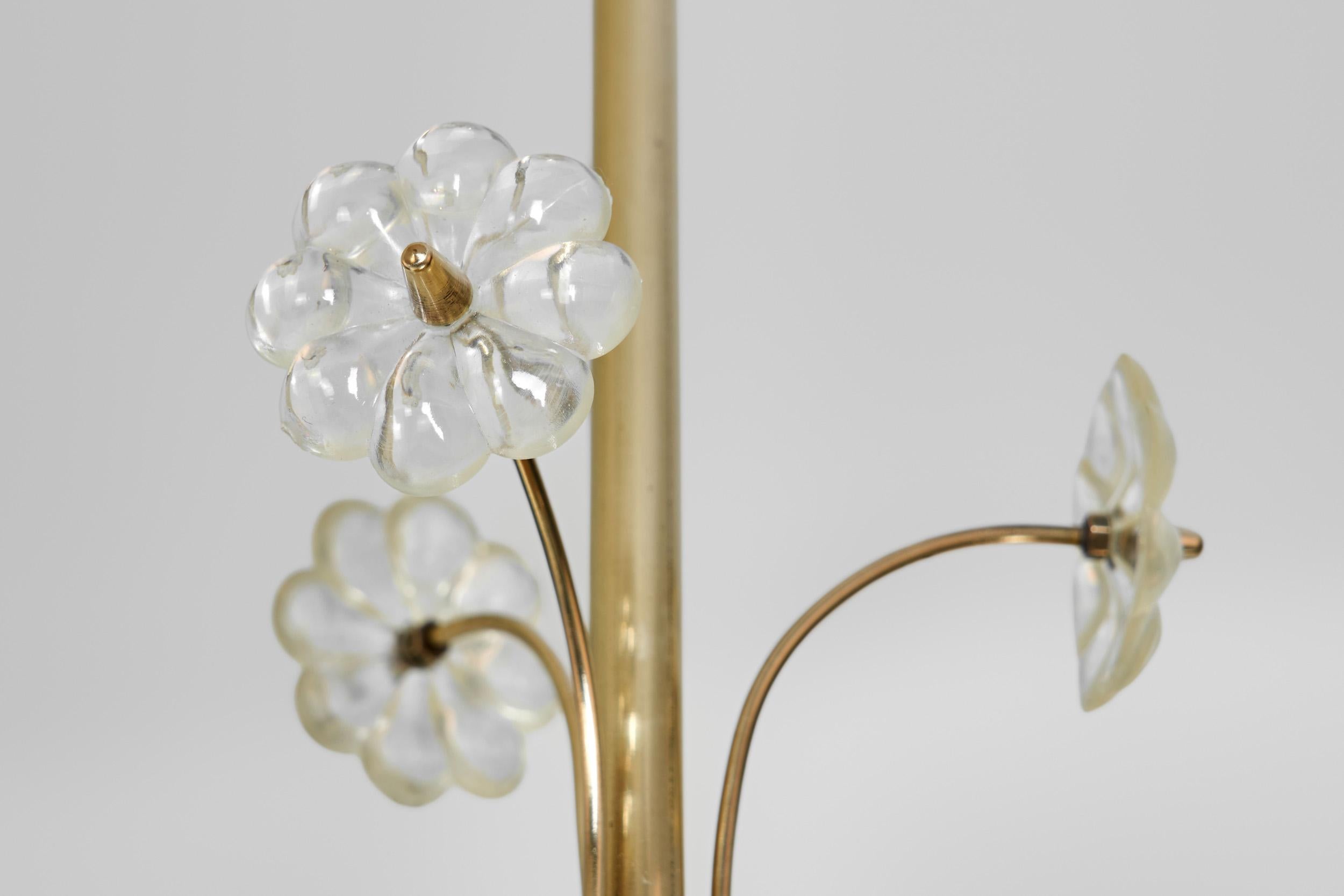 Brass Chandelier with Floral Details by Itsu, Finland ca 1950s For Sale 3