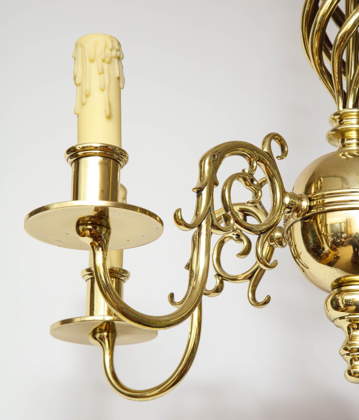 Brass Chandelier with Open Spiral Centre (Messing)