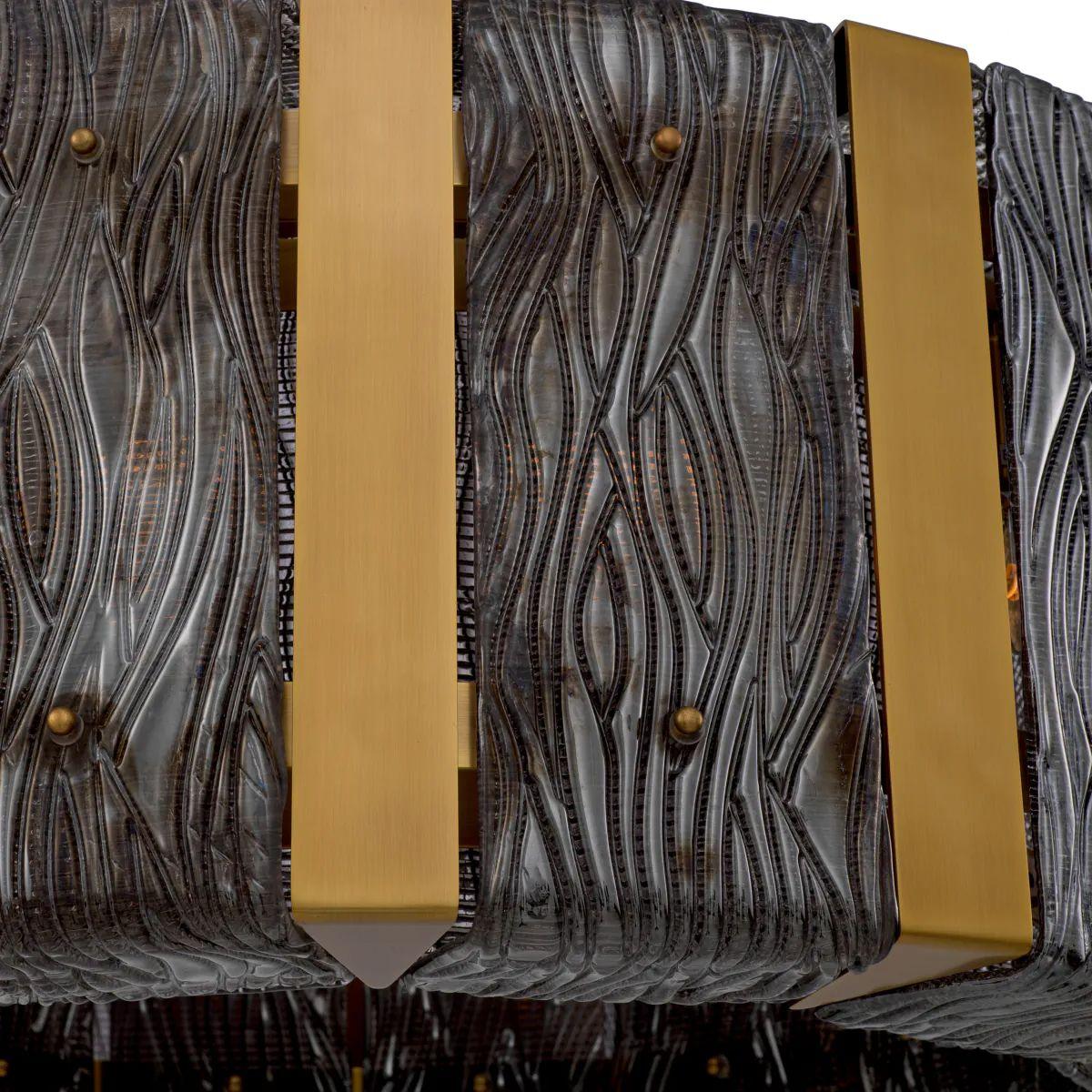 Araña de latón con cristal ahumado Francés en venta