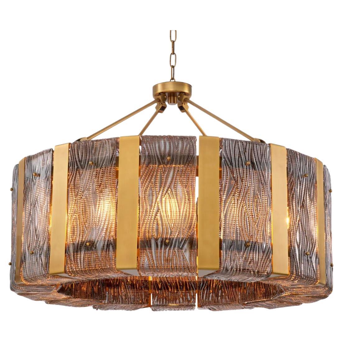 Araña de latón con cristal ahumado en venta