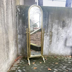 Specchio da terra chevale in ottone Hollywood Regency