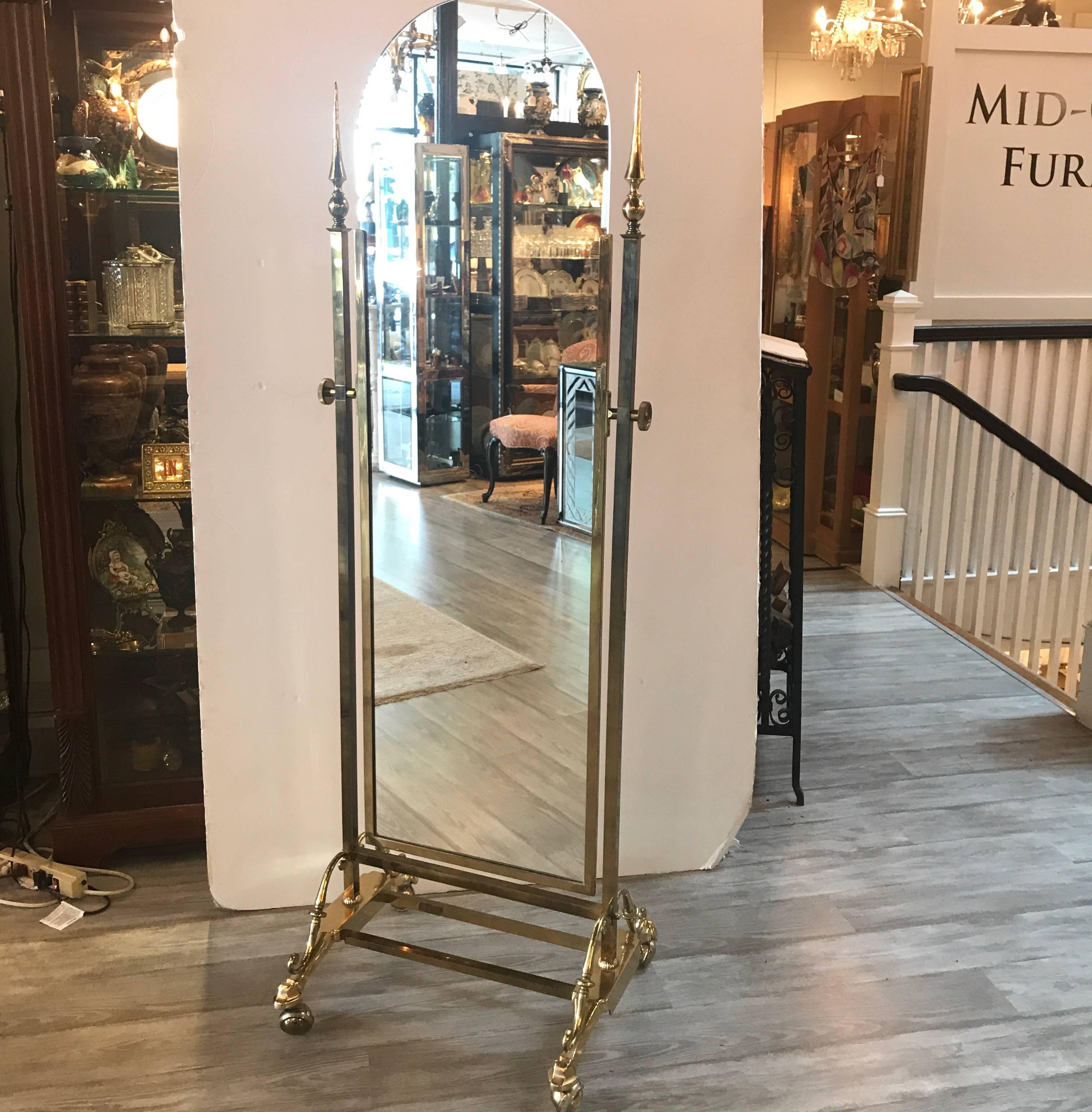 Brass Cheval Mirror by Glo-Mar NYC 3