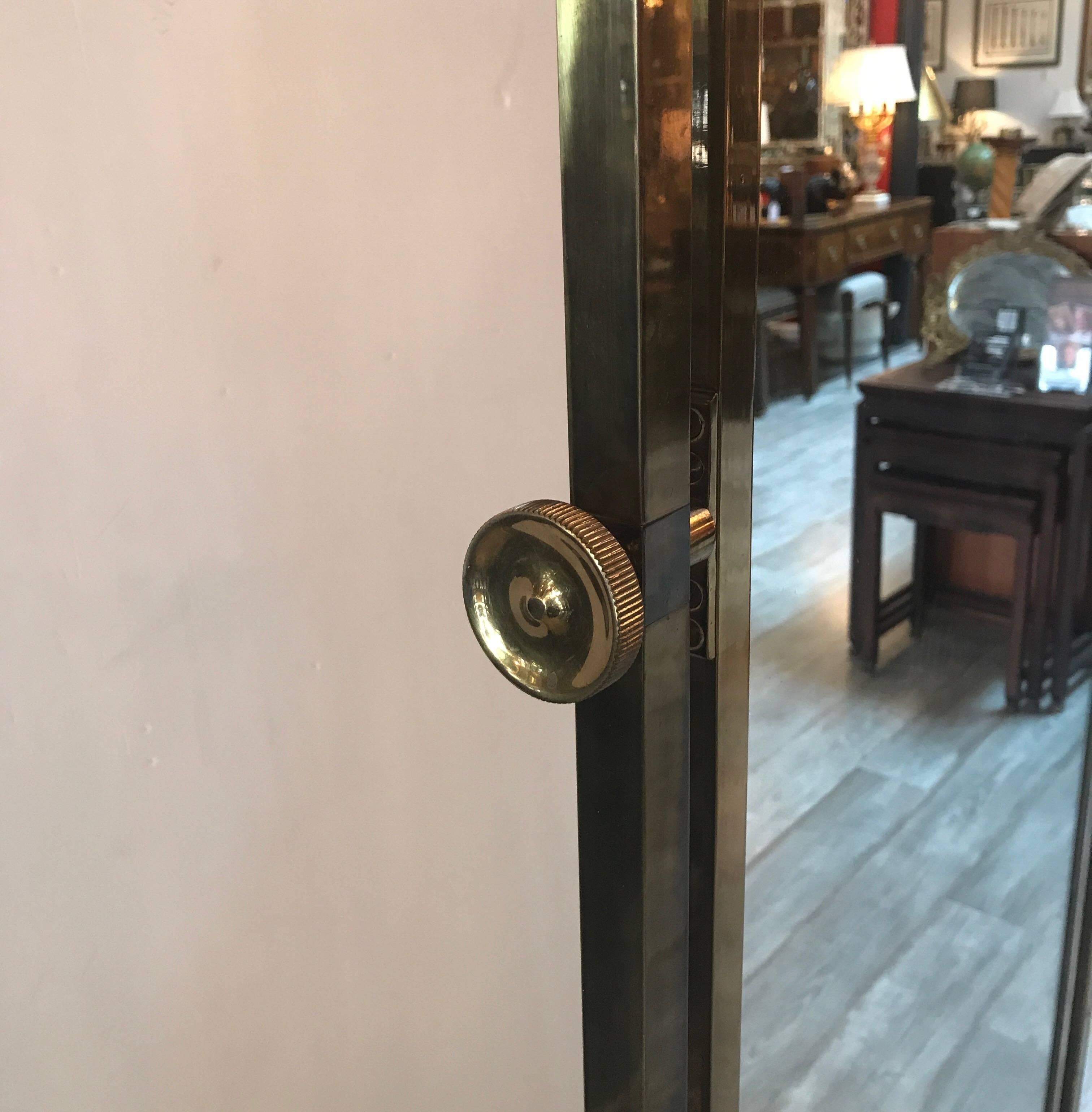 Brass Cheval Mirror by Glo-Mar NYC In Excellent Condition In Lambertville, NJ