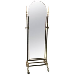 Brass Cheval Mirror by Glo-Mar NYC
