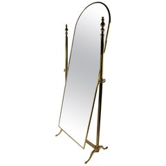 Vintage Brass Cheval Mirror by Labarge