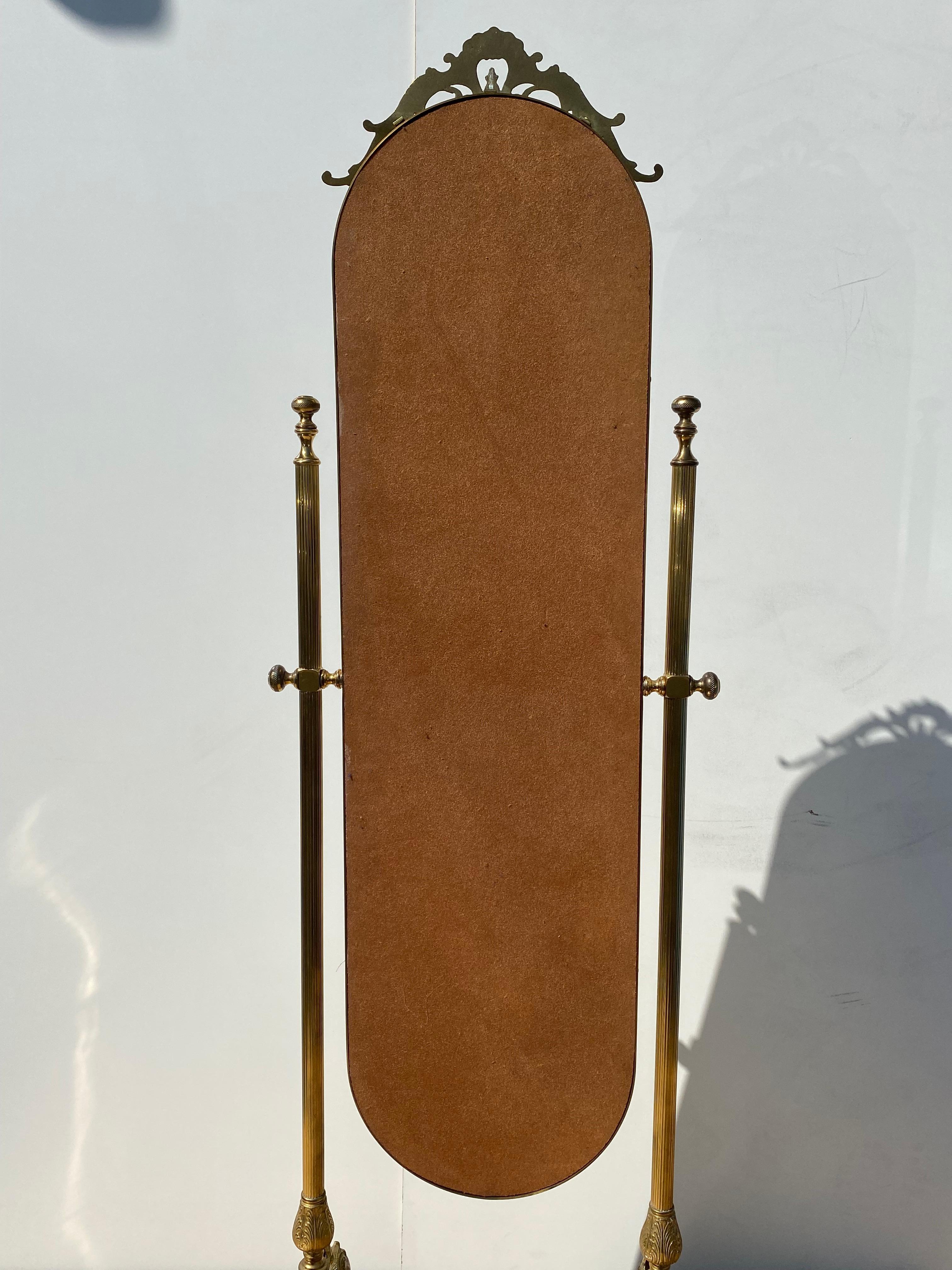 Late 20th Century Brass Cheval Mirror