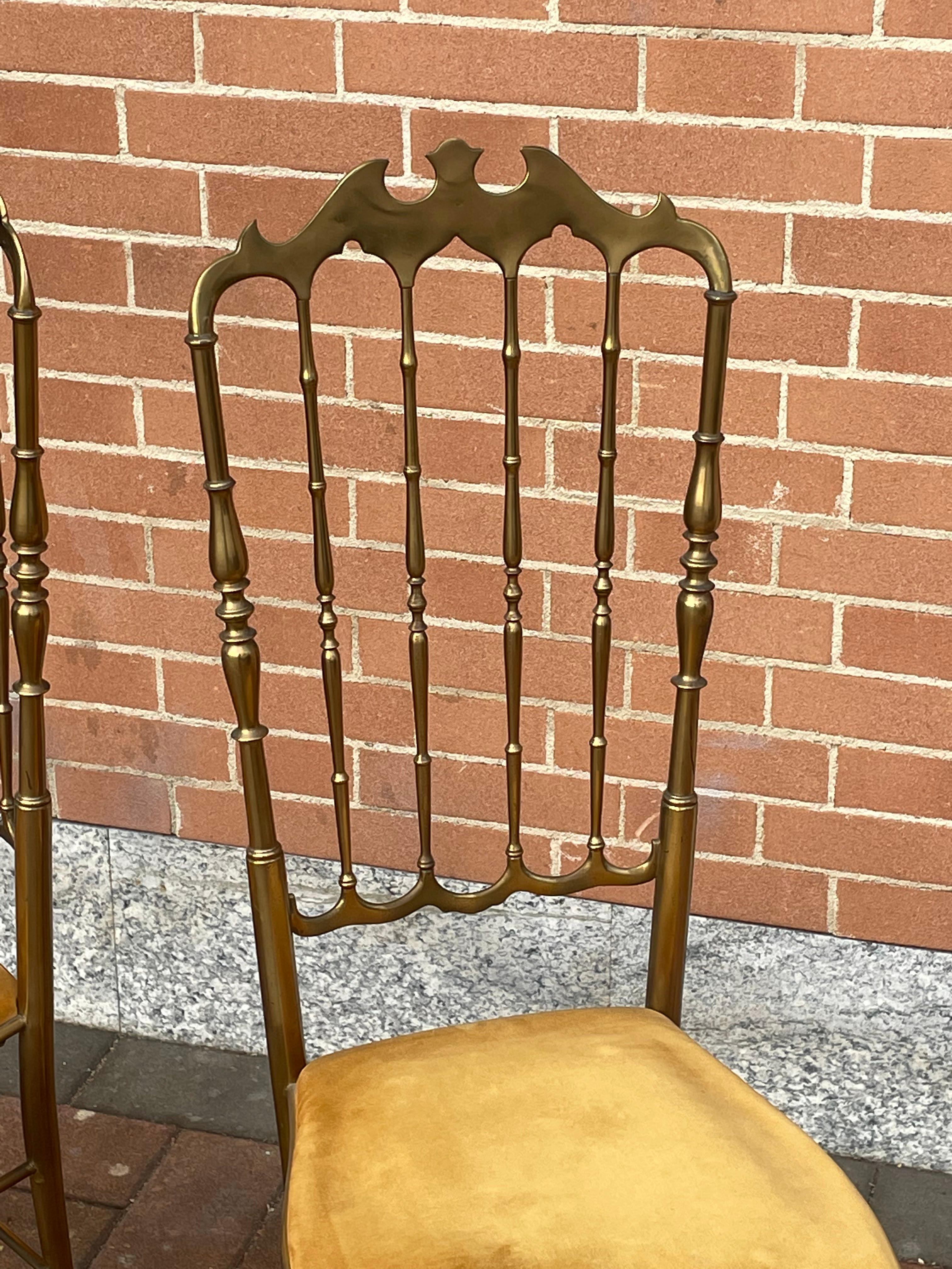 Mid-Century Modern Brass Chiavari Chairs, Italy, 1950s
