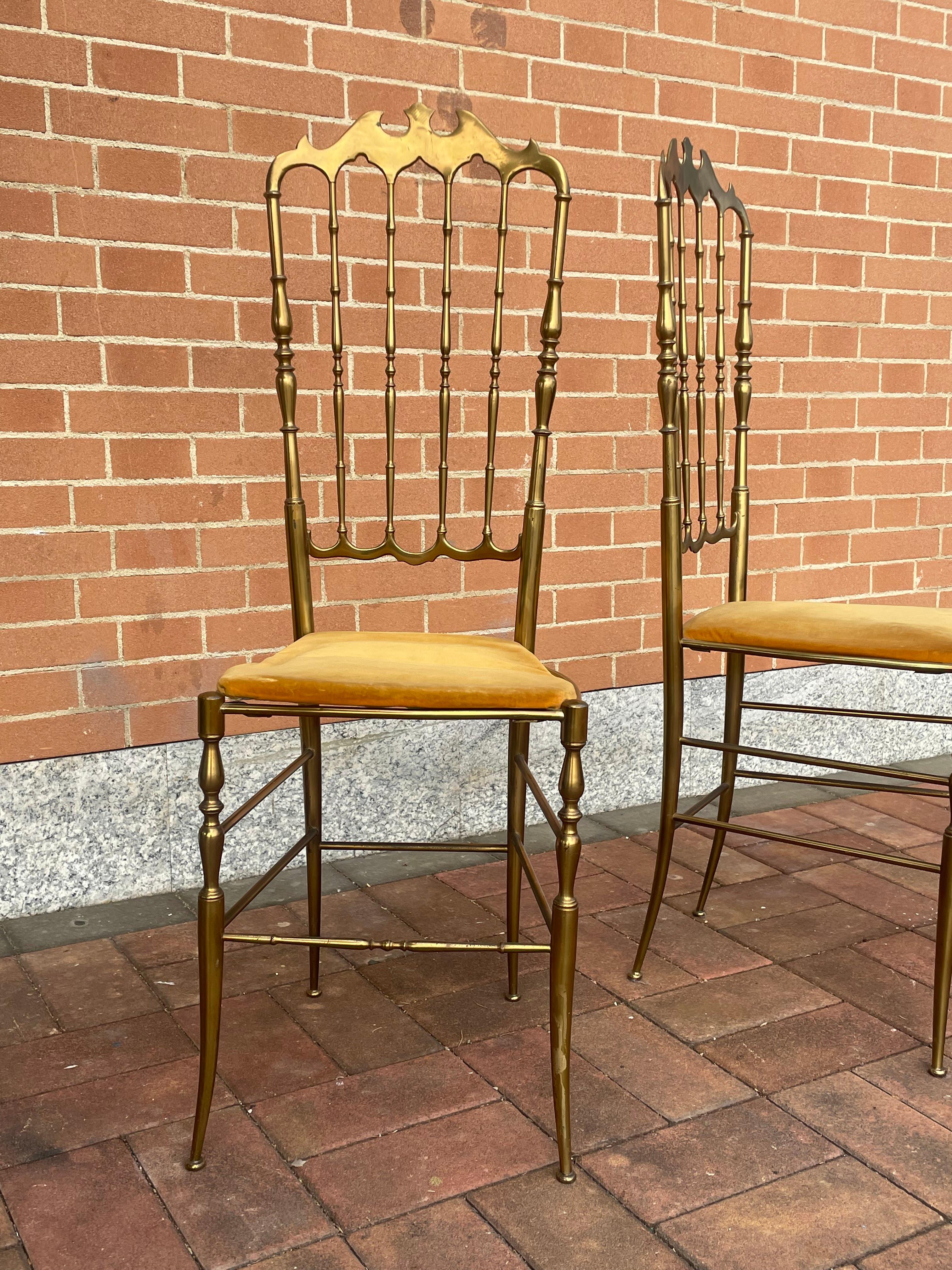 Mid-20th Century Brass Chiavari Chairs, Italy, 1950s