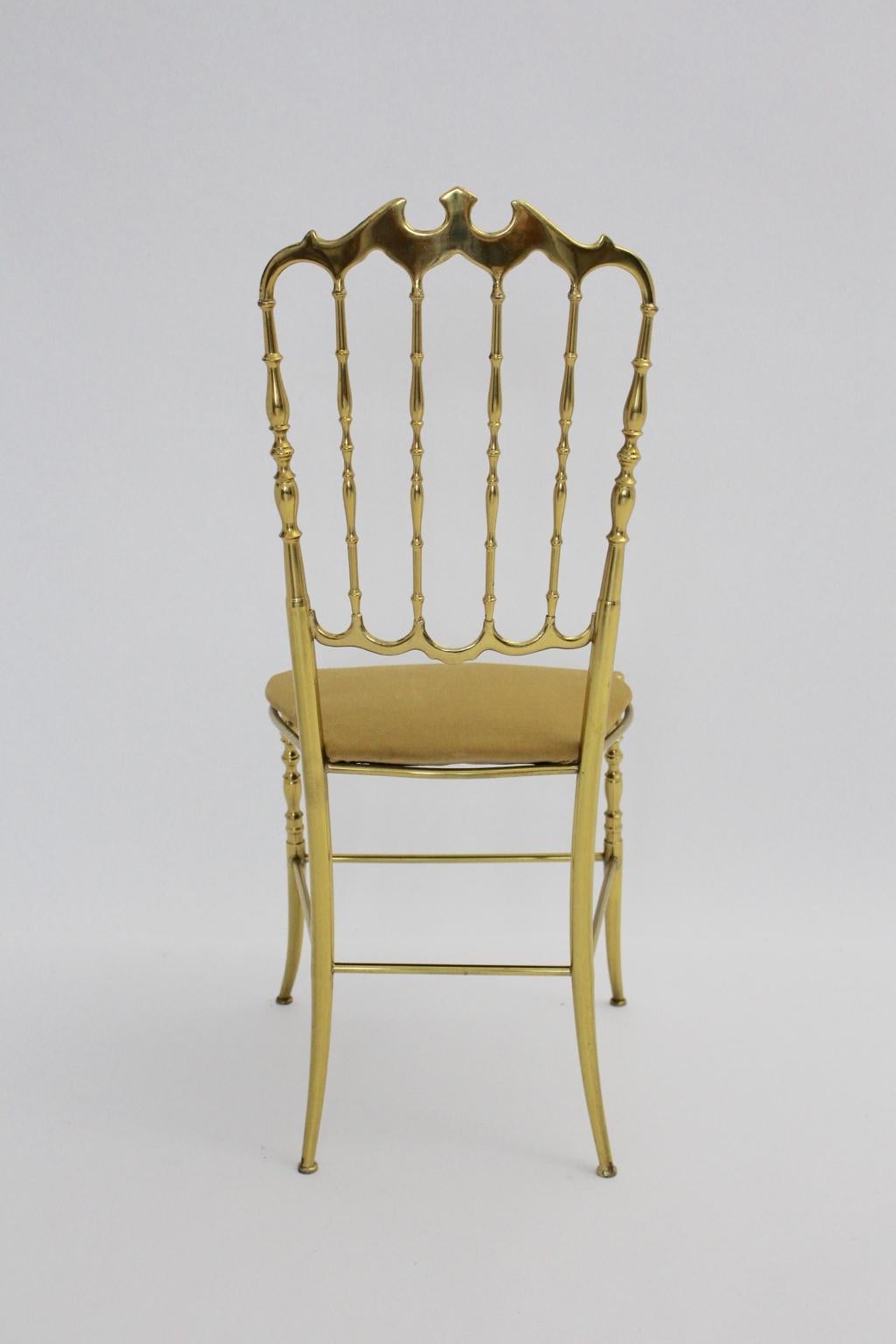 Moderner Chiavari-Beistellstuhl aus Messing aus der Mitte des Jahrhunderts, 1950er Jahre, Italien im Zustand „Gut“ im Angebot in Vienna, AT