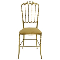 Sedia di Chiavari Vintage in ottone giallo tenue, anni '50, Italia
