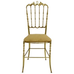 Mid Century Modern Retro Brass Chiavari Side Chair, 1950s, Italy