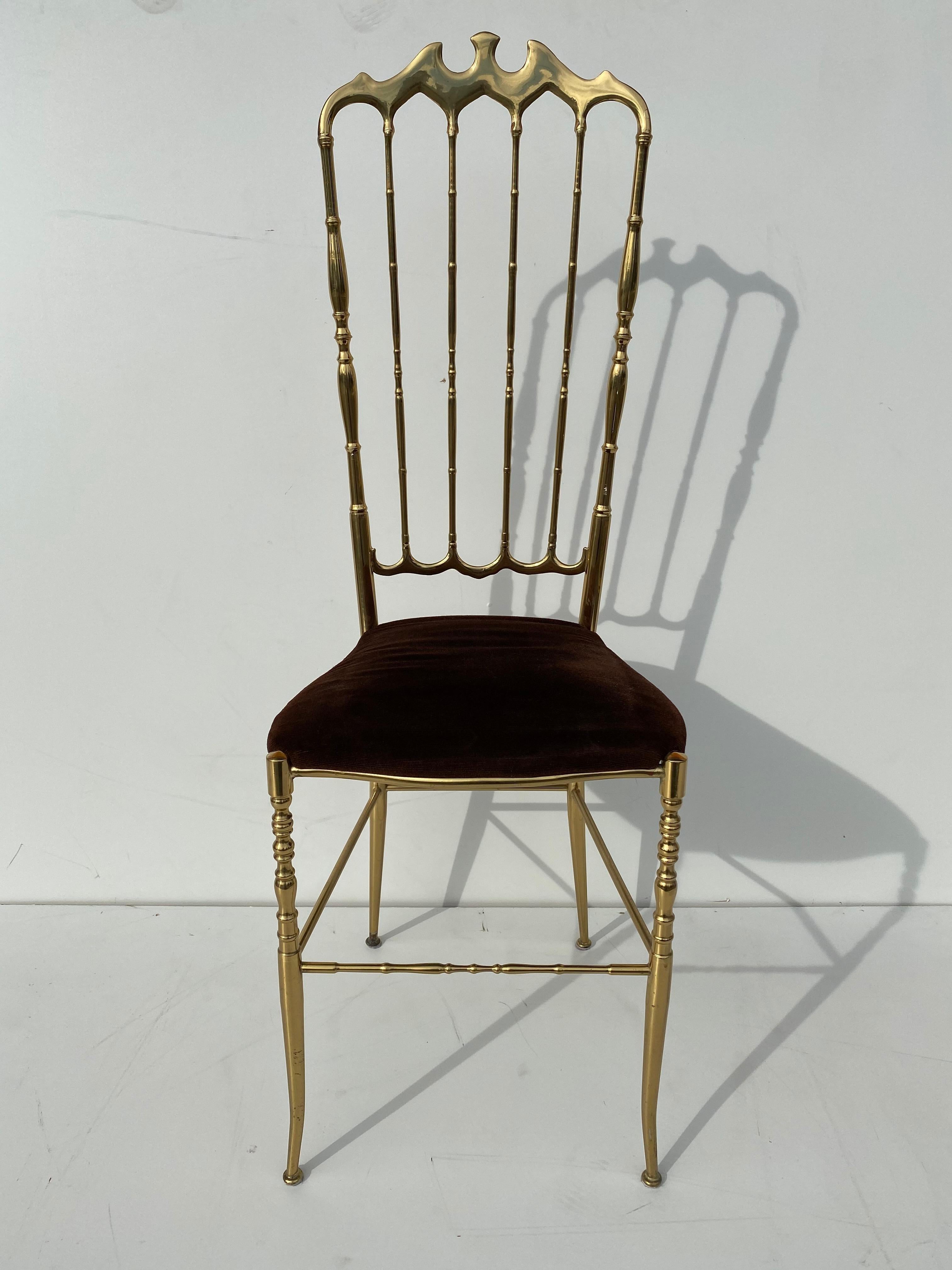 Hollywood Regency Brass Chiavari Vanity Side Chair