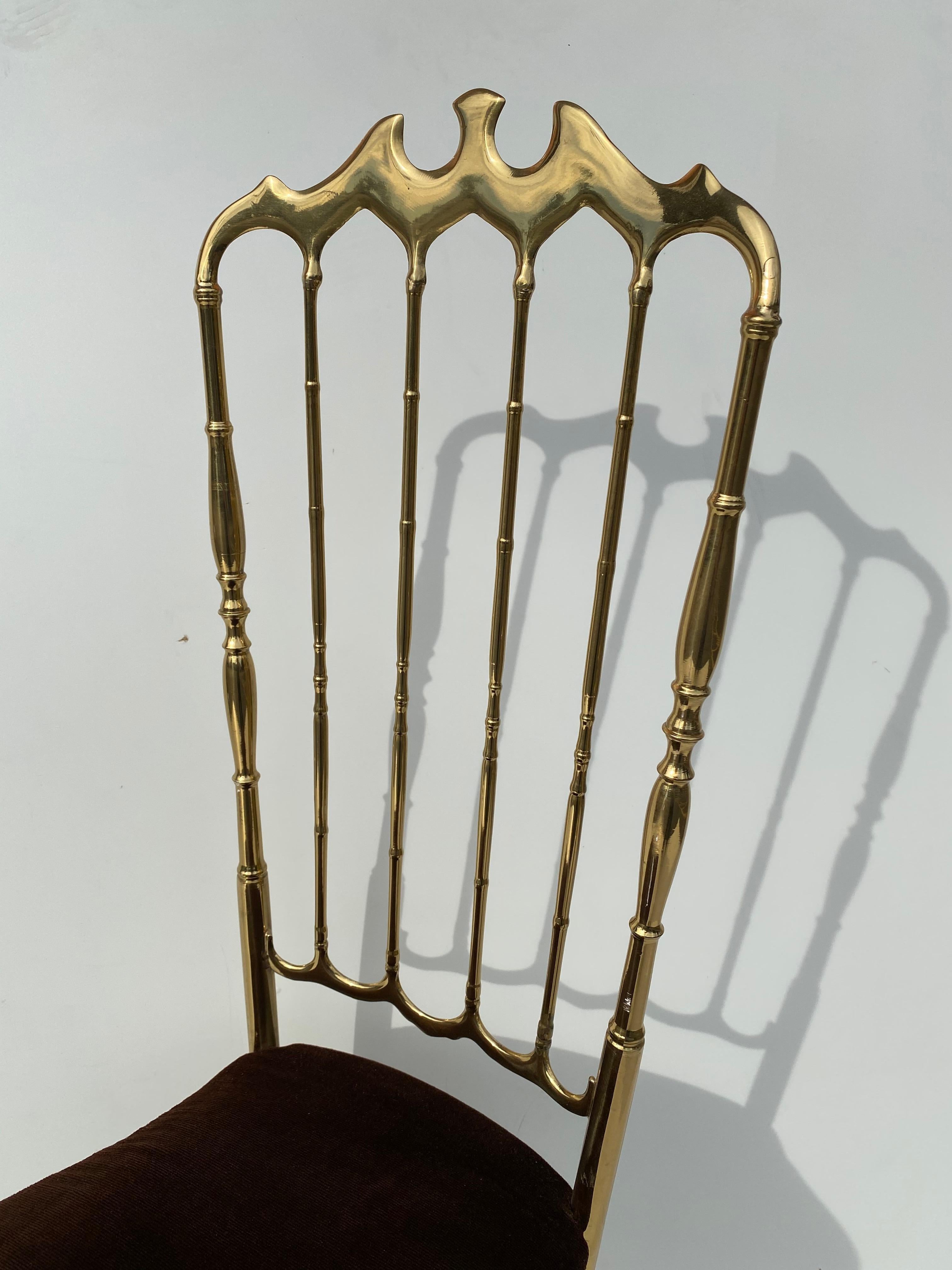 Late 20th Century Brass Chiavari Vanity Side Chair
