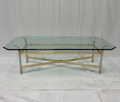Brass Chrome and Glass French Coffee Table