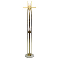 Brass, Chrome and Glass Italian Floor Lamp