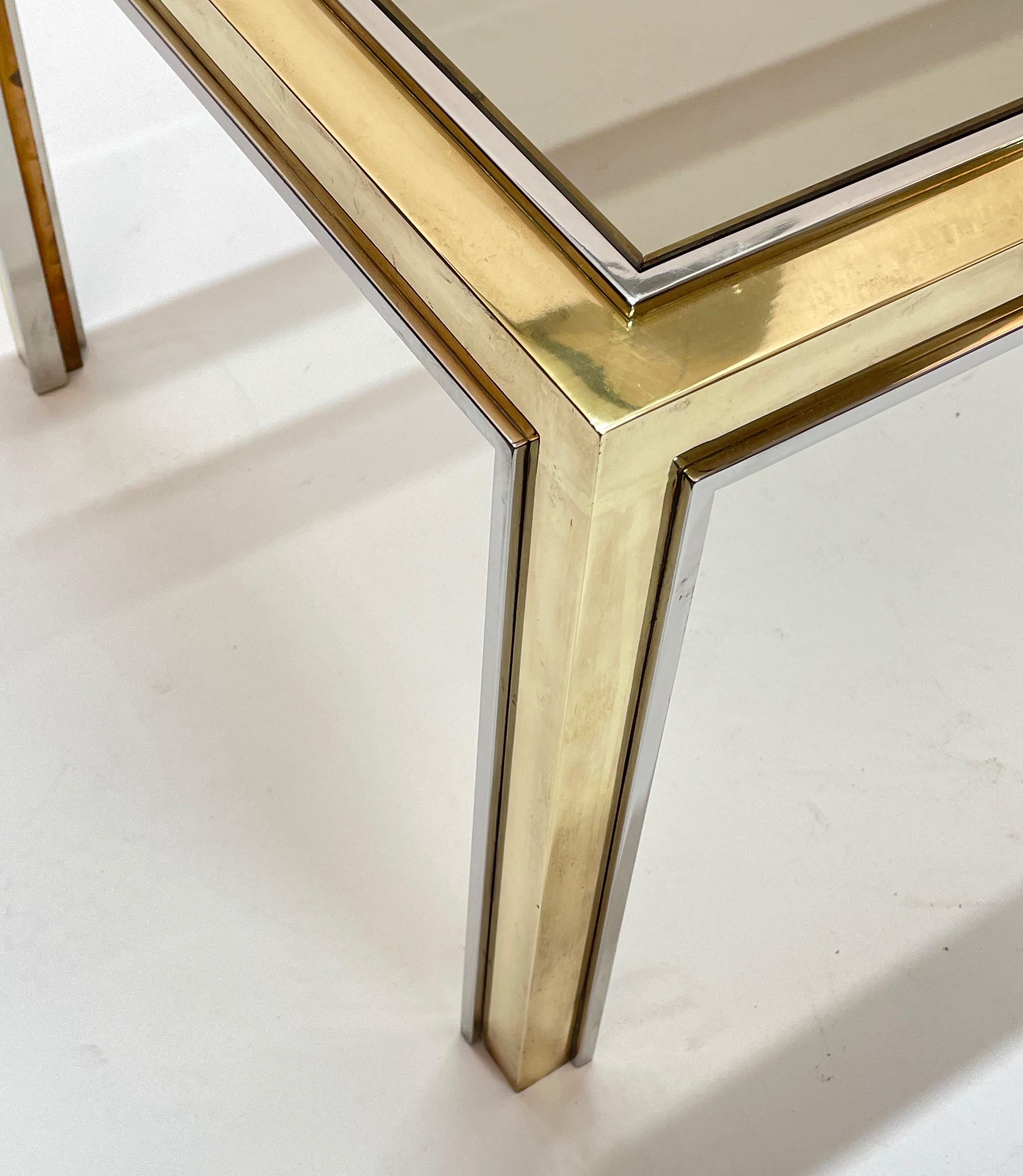 Brass, Chrome and Glass Rectangular Coffee Table After Romeo Rega, Italy, 1970s 5