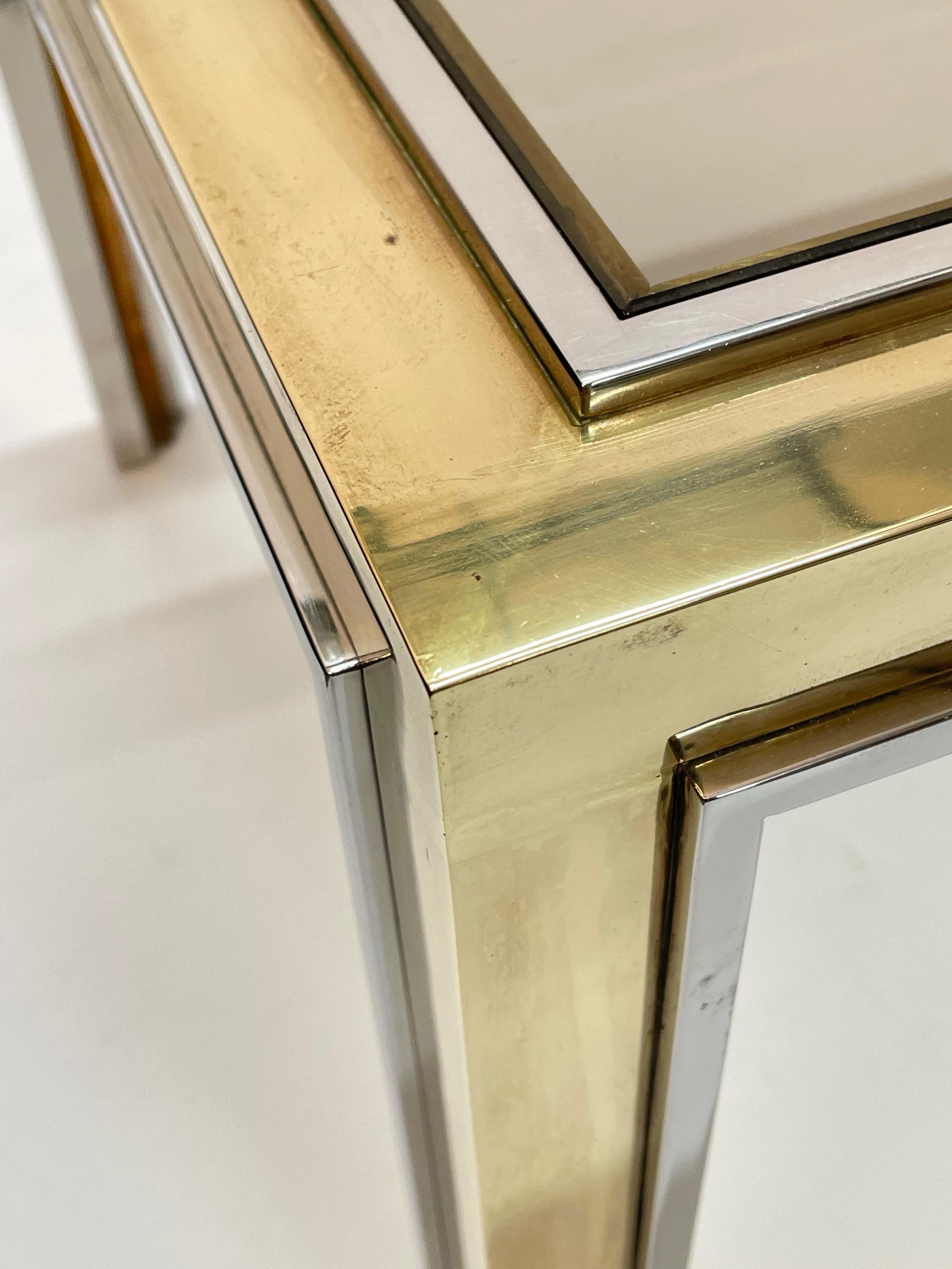 Brass, Chrome and Glass Rectangular Coffee Table After Romeo Rega, Italy, 1970s 6
