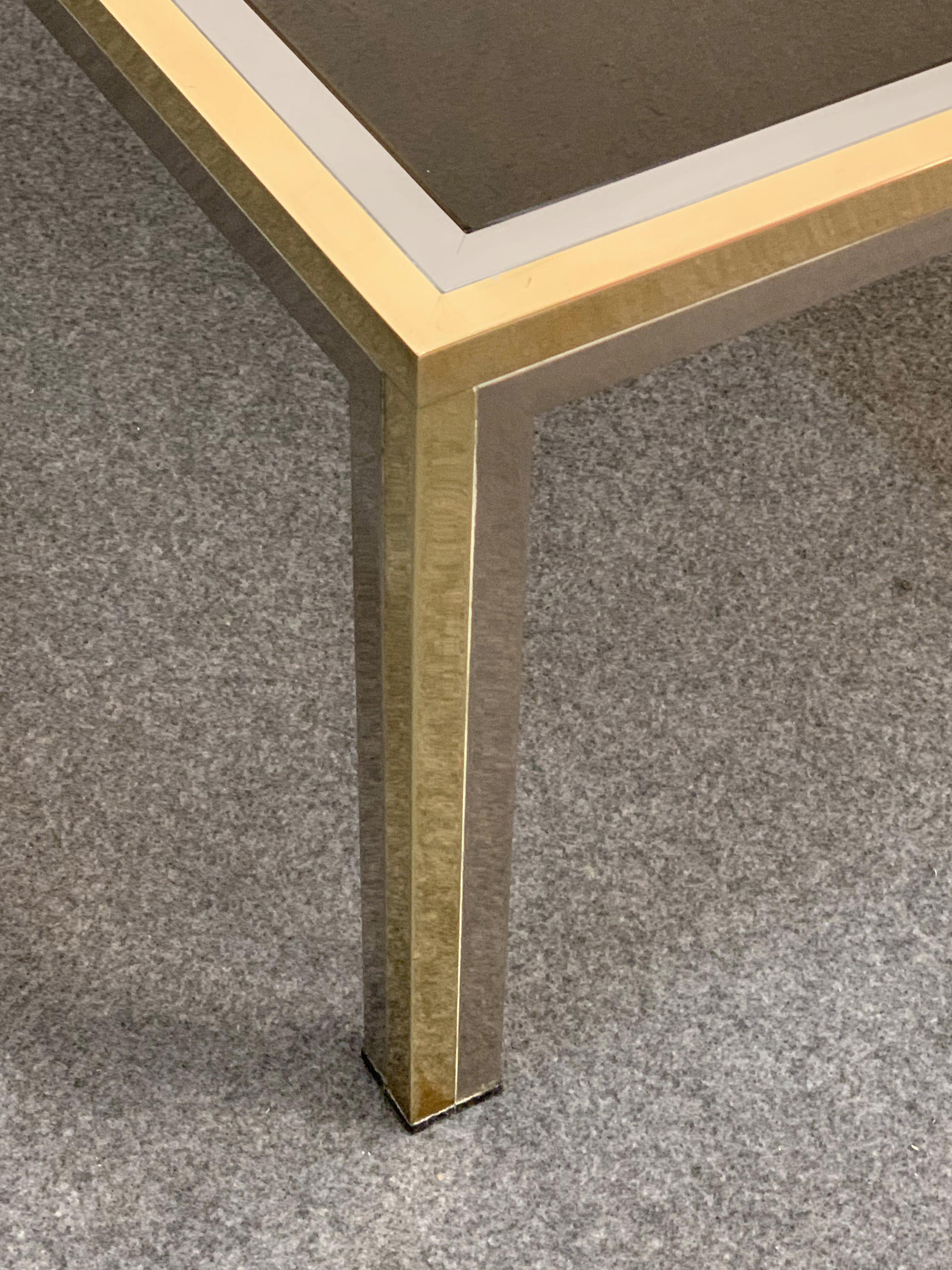 Brass, Chrome and Glass Rectangular Coffee Table After Romeo Rega, Italy, 1970s 2