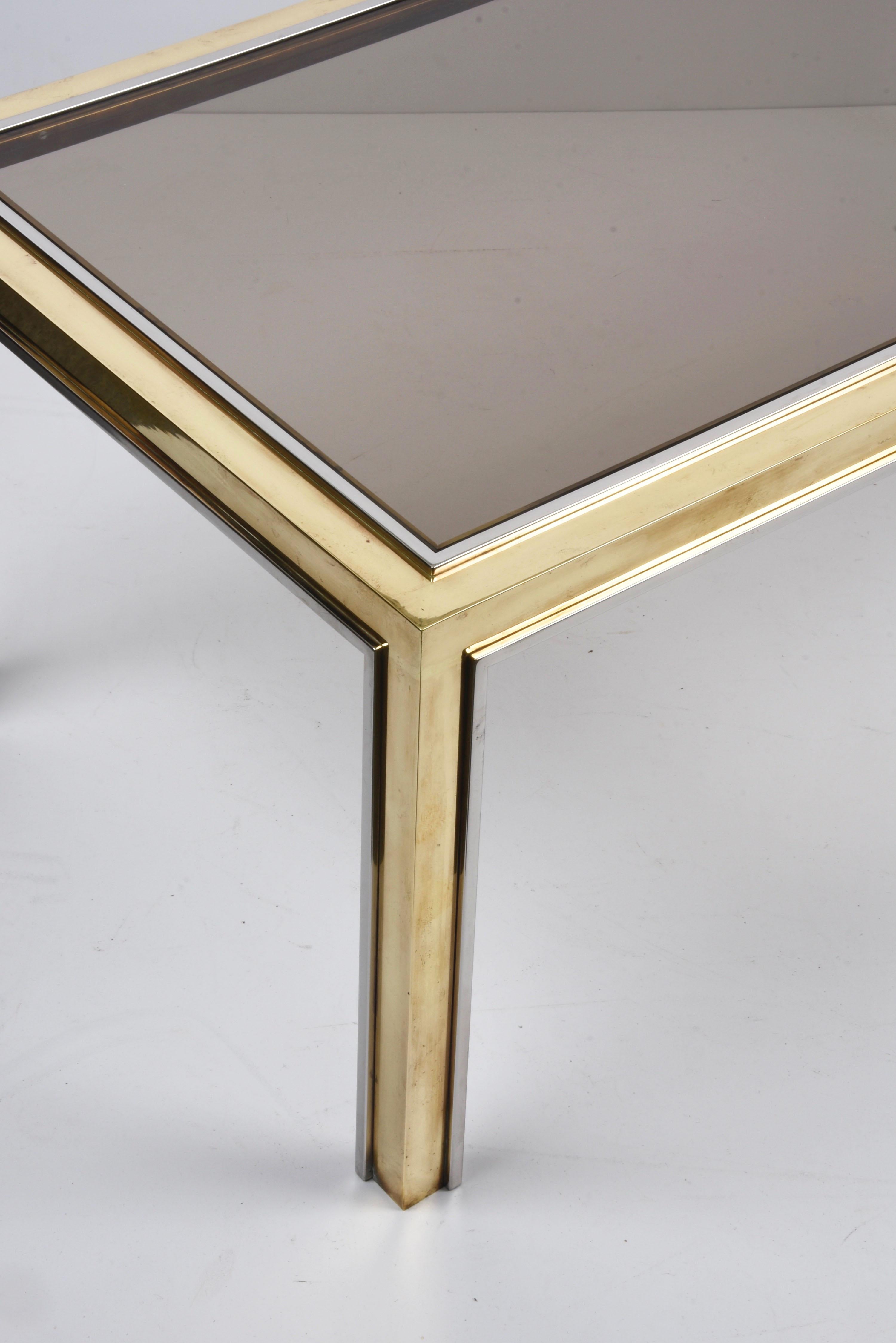 Brass, Chrome and Glass Rectangular Coffee Table After Romeo Rega, Italy, 1970s 2