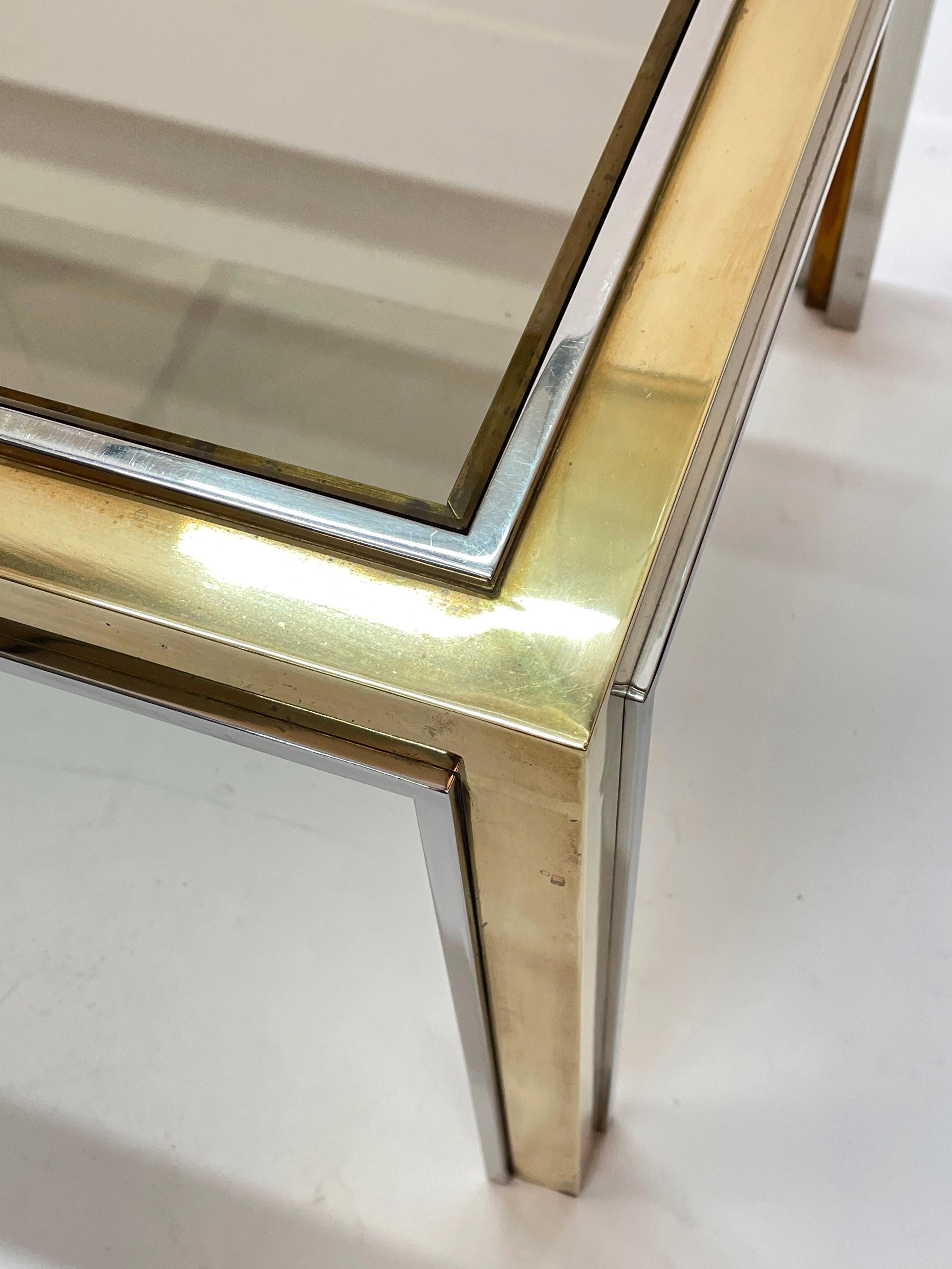 Brass, Chrome and Glass Rectangular Coffee Table After Romeo Rega, Italy, 1970s 3