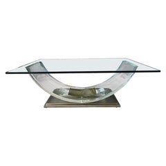 Vintage Brass, Chrome and Lucite Coffee Table by Belgo Chrome