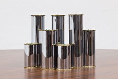 Brass and Chrome Candlesticks by Englesson, Set of 9