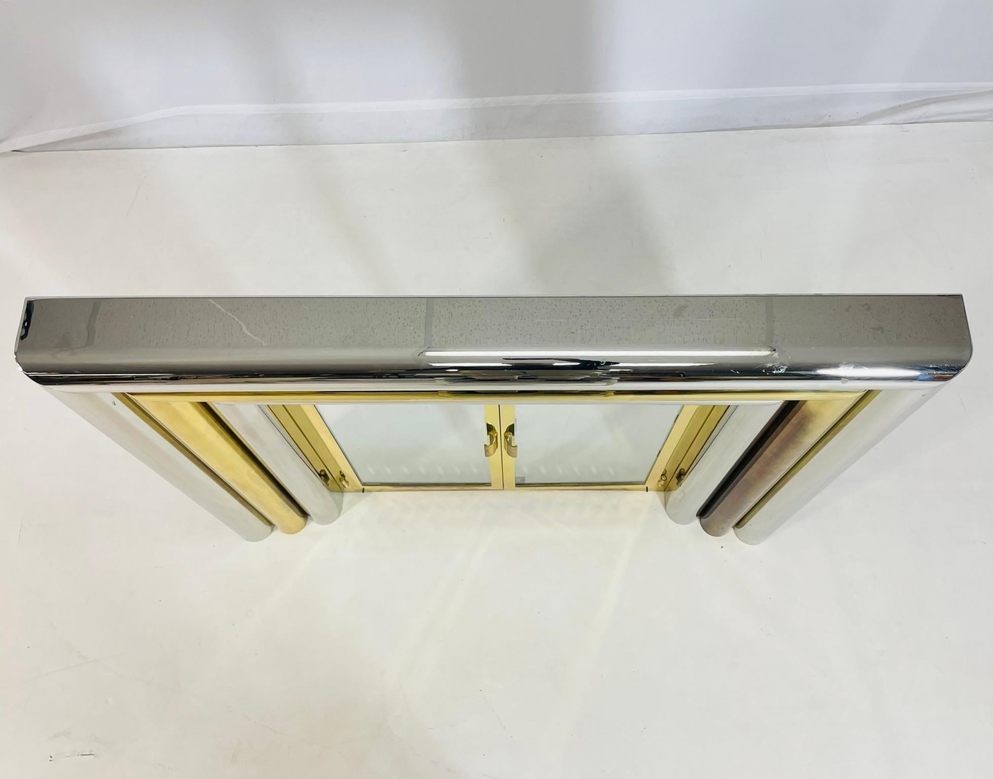 Brass & Chrome Fireplace Surround in the style of Sandro Petti For Sale 3
