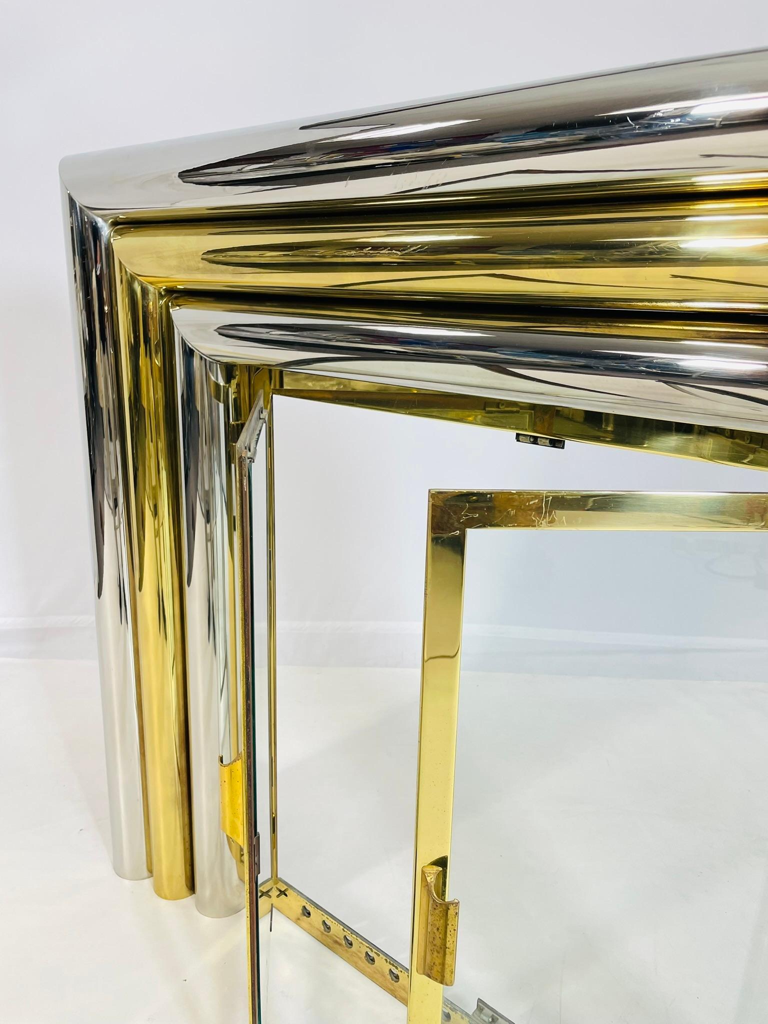 Brass & Chrome Fireplace Surround in the style of Sandro Petti For Sale 4