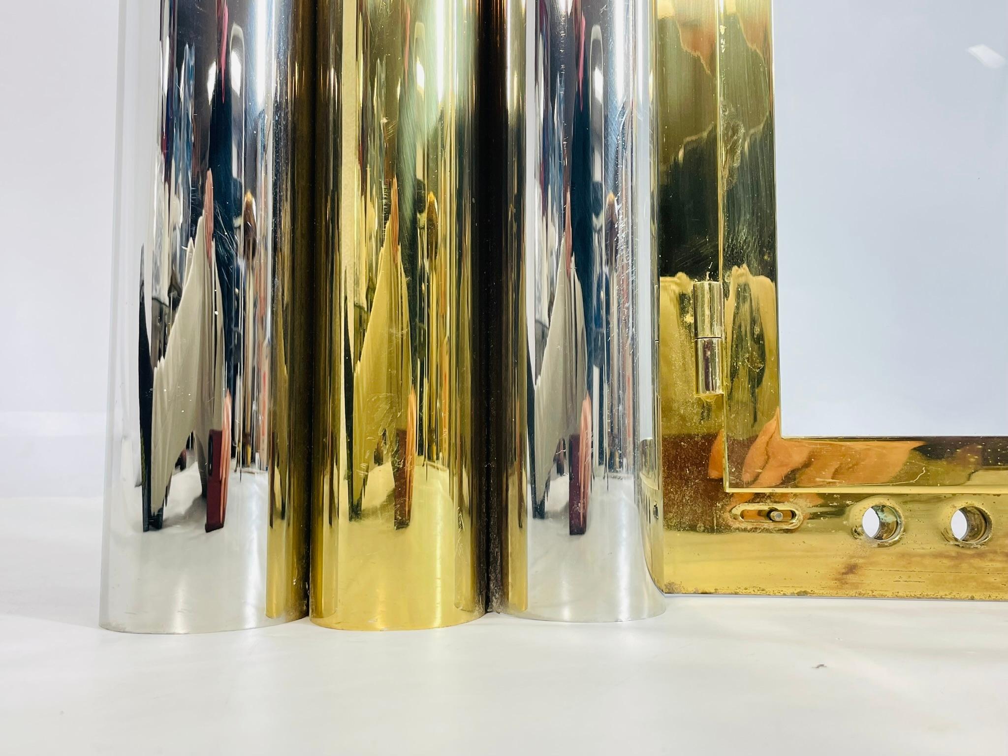 Brass & Chrome Fireplace Surround in the style of Sandro Petti For Sale 5