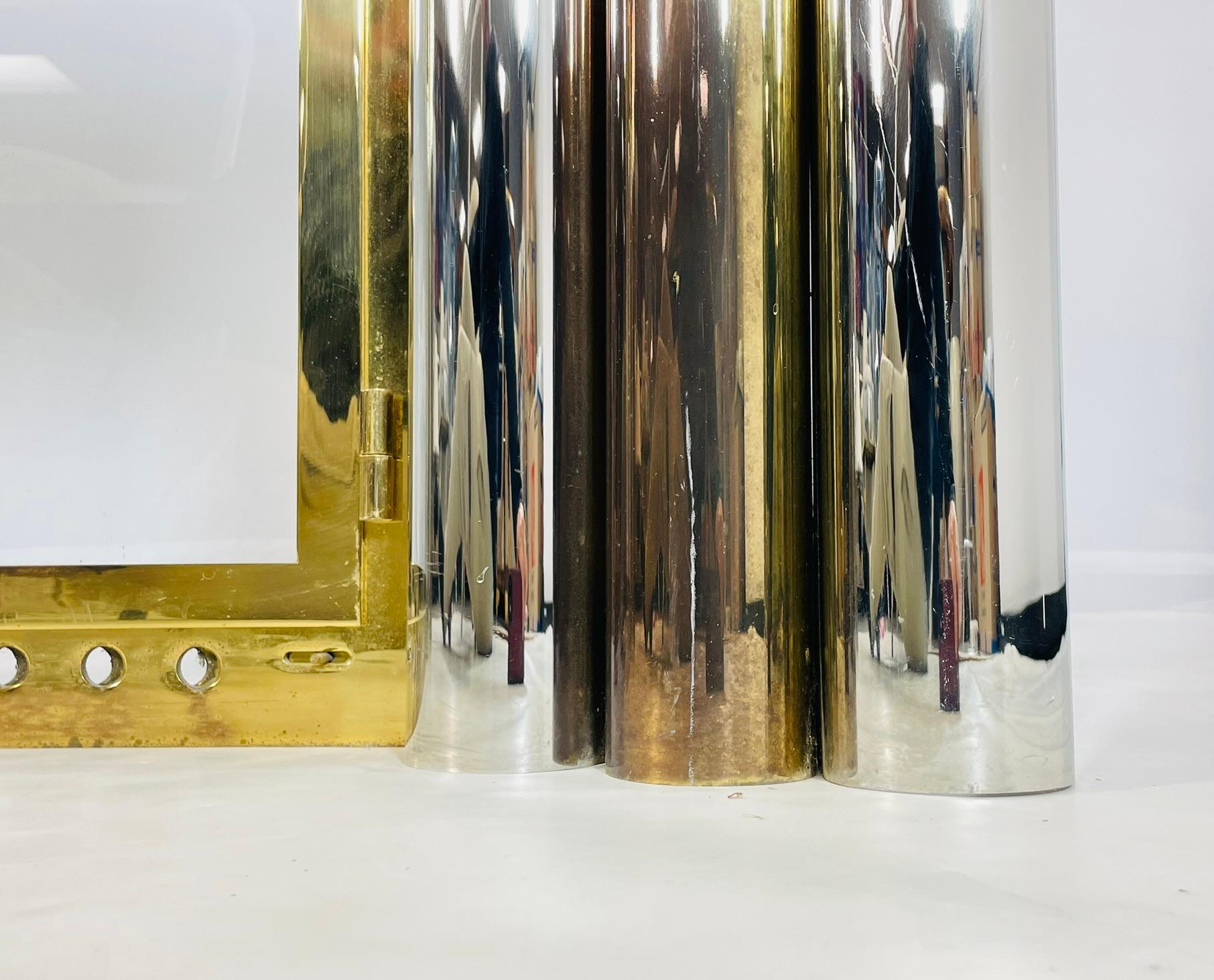Brass & Chrome Fireplace Surround in the style of Sandro Petti For Sale 6