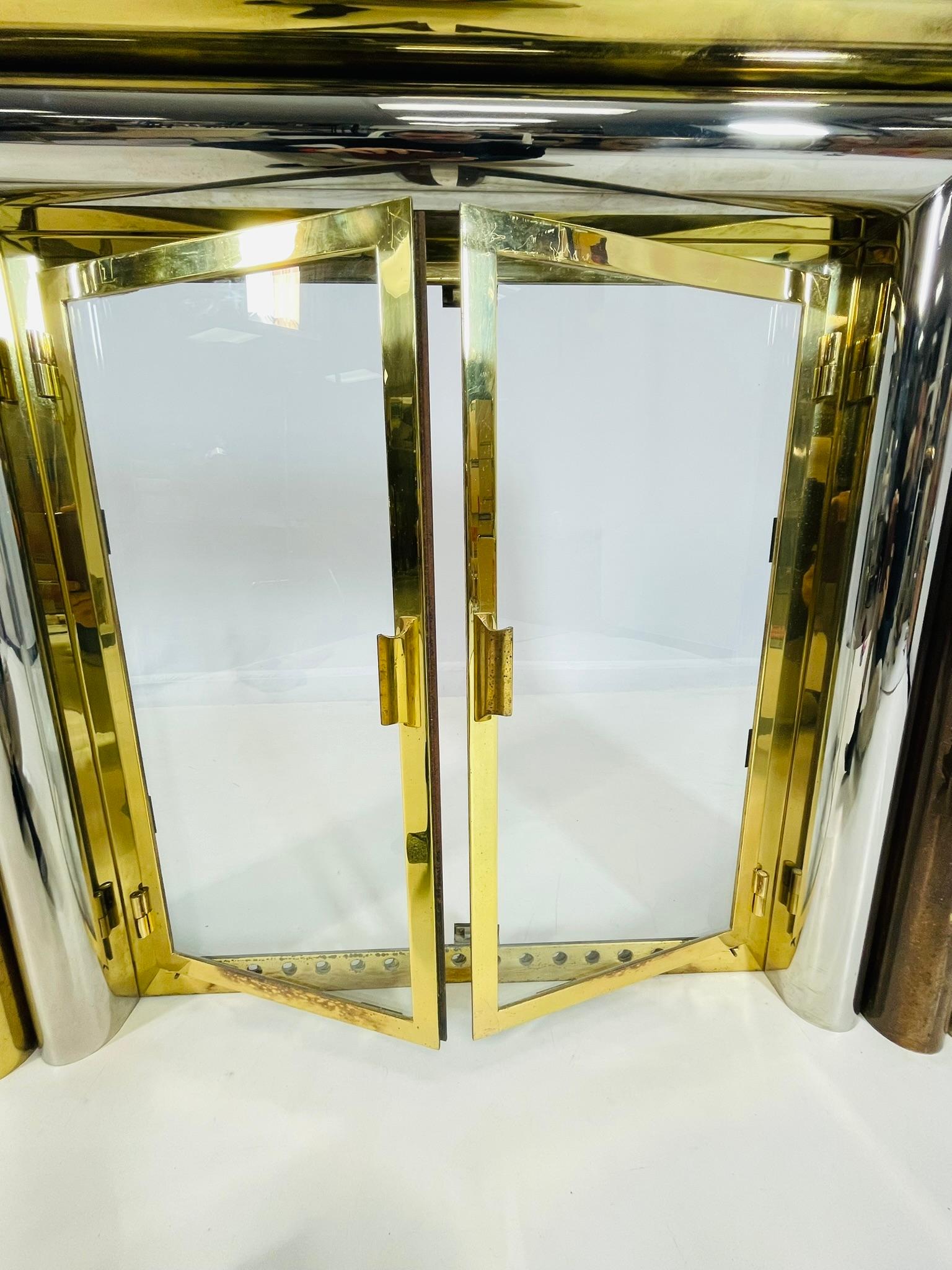 Brass & Chrome Fireplace Surround in the style of Sandro Petti For Sale 9