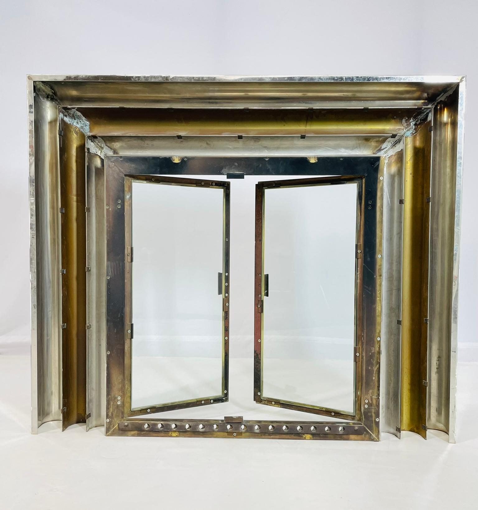 Brass & Chrome Fireplace Surround in the style of Sandro Petti For Sale 11