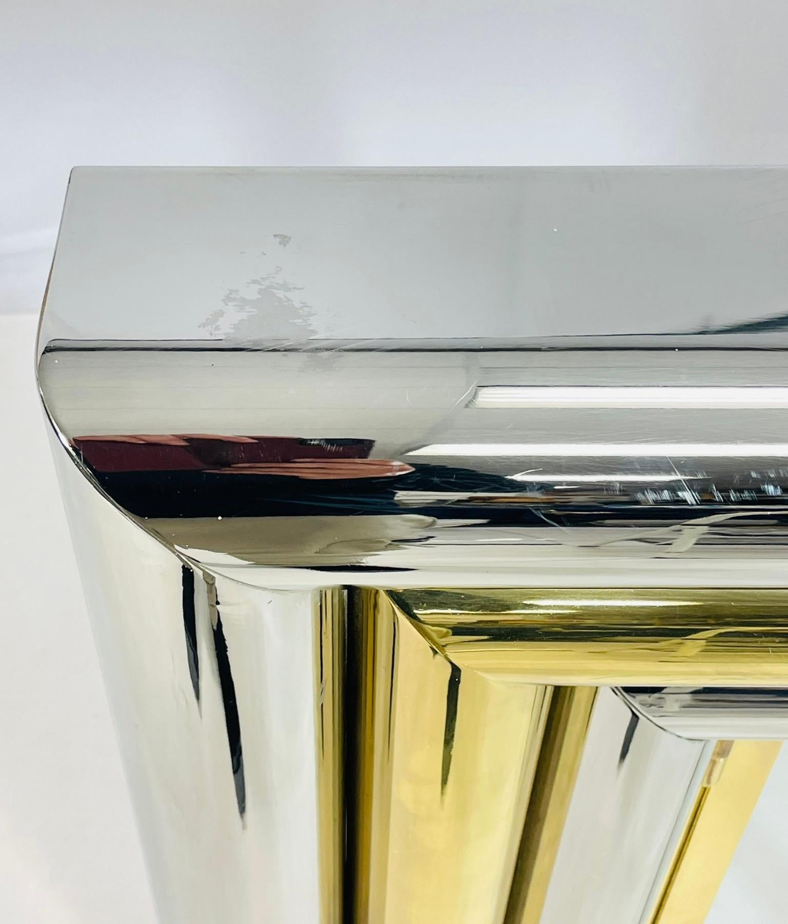 Brass & Chrome Fireplace Surround in the style of Sandro Petti For Sale 13