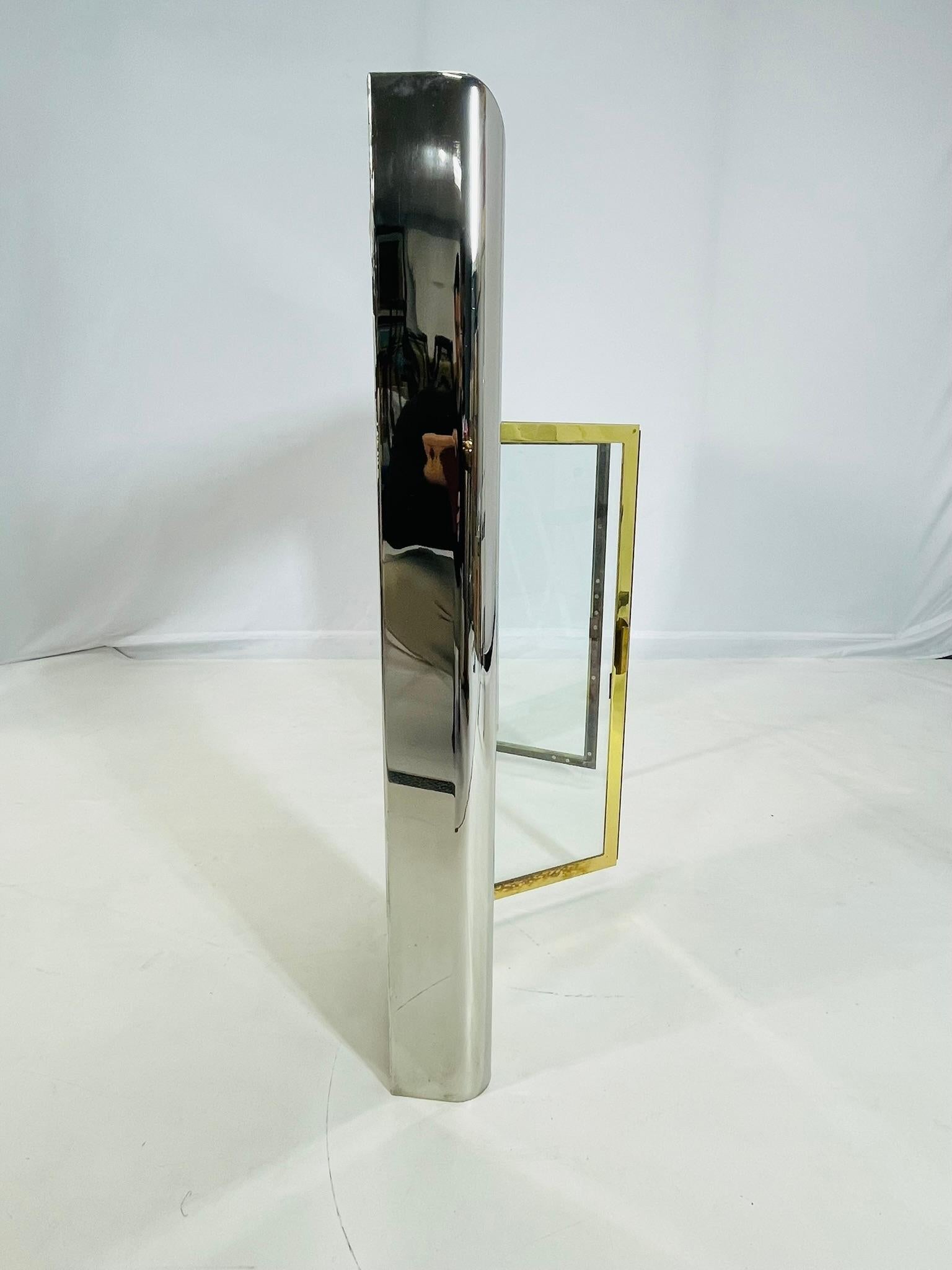 Brass & Chrome Fireplace Surround in the style of Sandro Petti In Good Condition For Sale In Los Angeles, CA