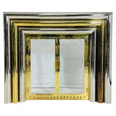 Vintage Brass & Chrome Fireplace Surround in the style of Sandro Petti