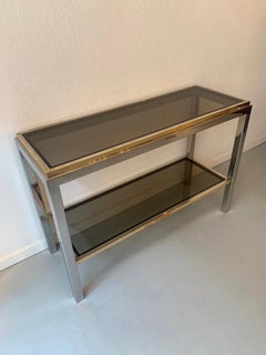 Tavolo consolle "Flaminia" in ottone e cromo di Willy Rizzo, Italia, 1970 ca.