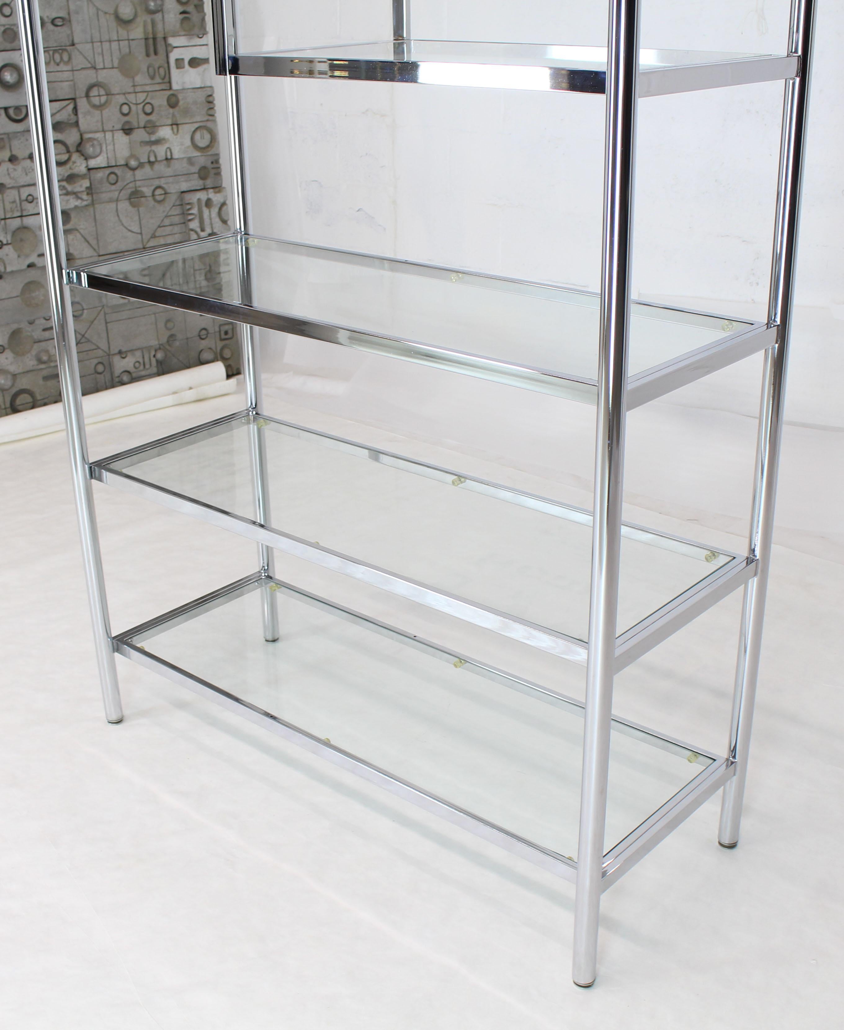 Mid-Century Modern Brass Chrome Glass Large Étagère Shelving Display