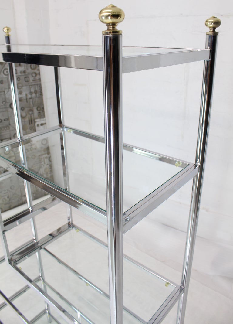 Brass Chrome Glass Large Étagère Shelving Display at 1stDibs chrome