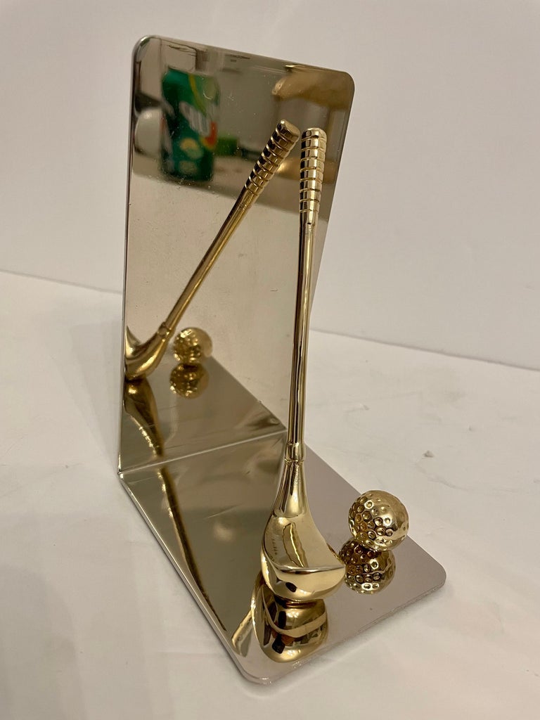 Brass and Chrome Golf Club Bookends For Sale at 1stDibs