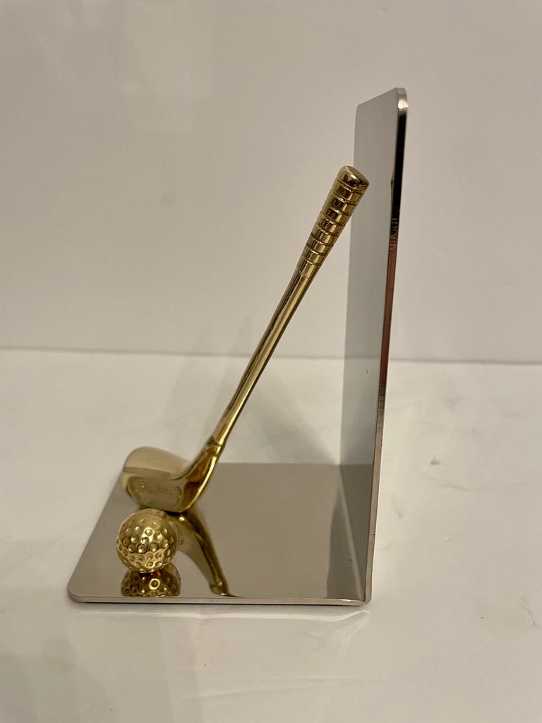 Brass and Chrome Golf Club Bookends For Sale at 1stDibs