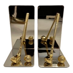 Brass & Chrome Golf Club Bookends